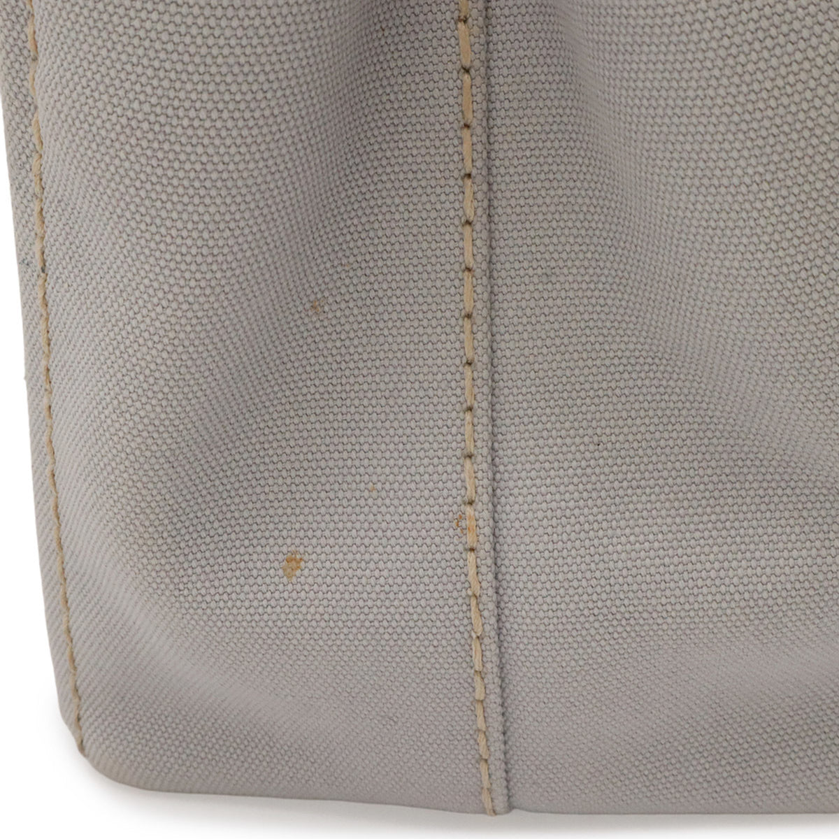 Prada Canapa Light Gray Canvas Handbag Shoulder Bag Tote Bag (Pre-Owned)