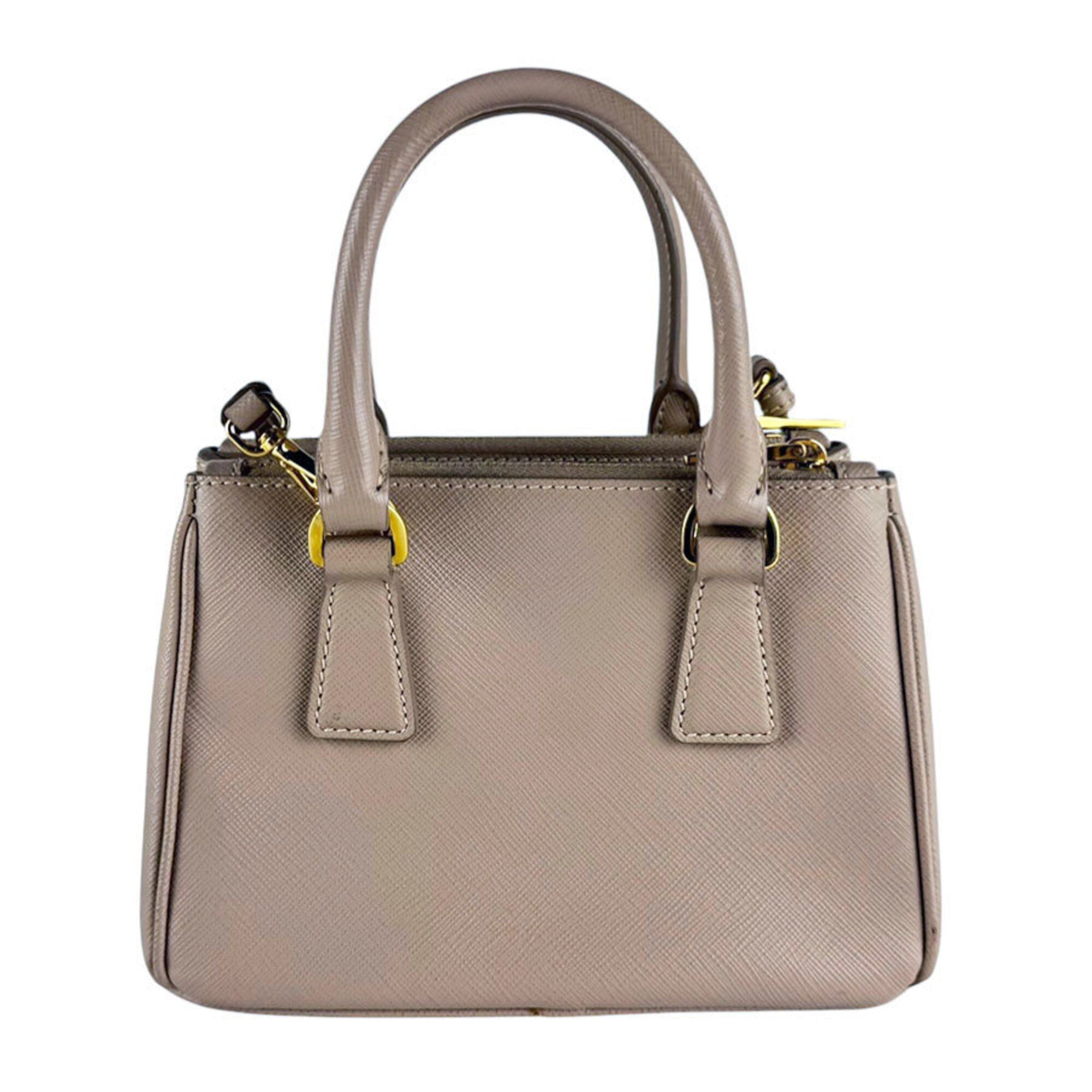 Prada Grayish Leather Handbag Shoulder Bag (Pre-Owned)