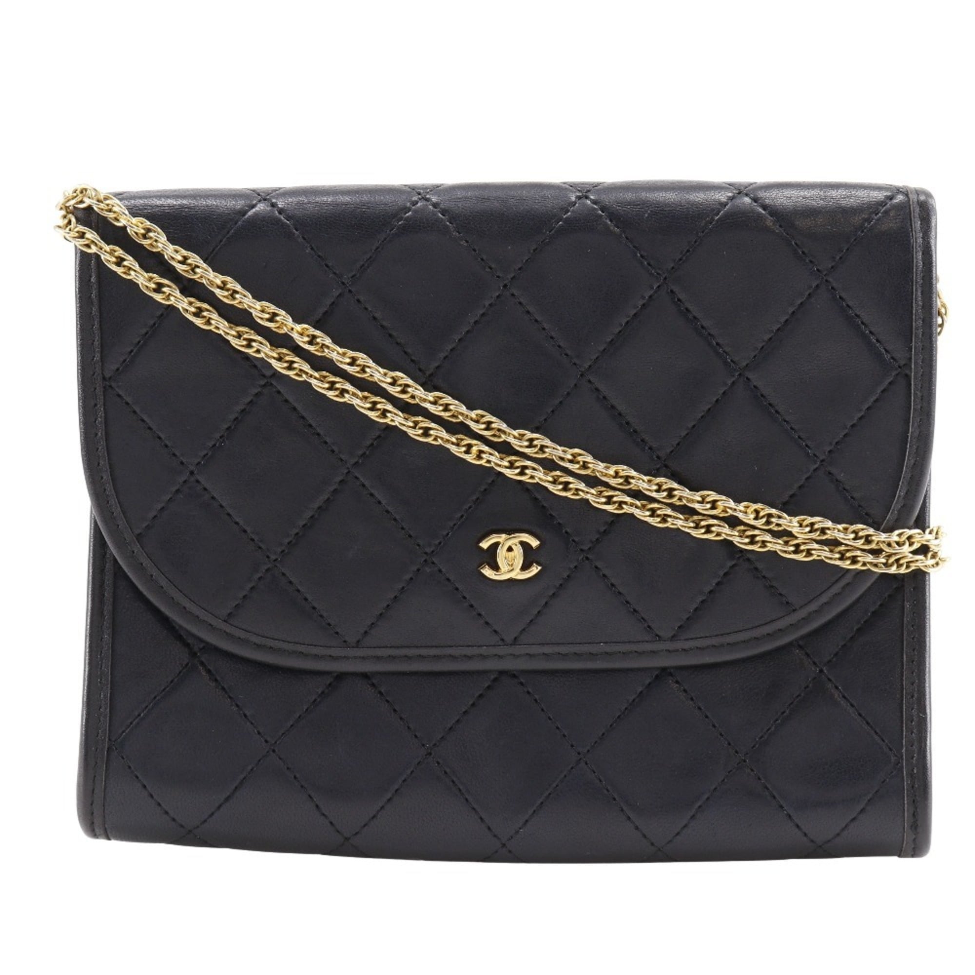 Chanel Black Leather Pochette Shoulder Bag (Pre-Owned)