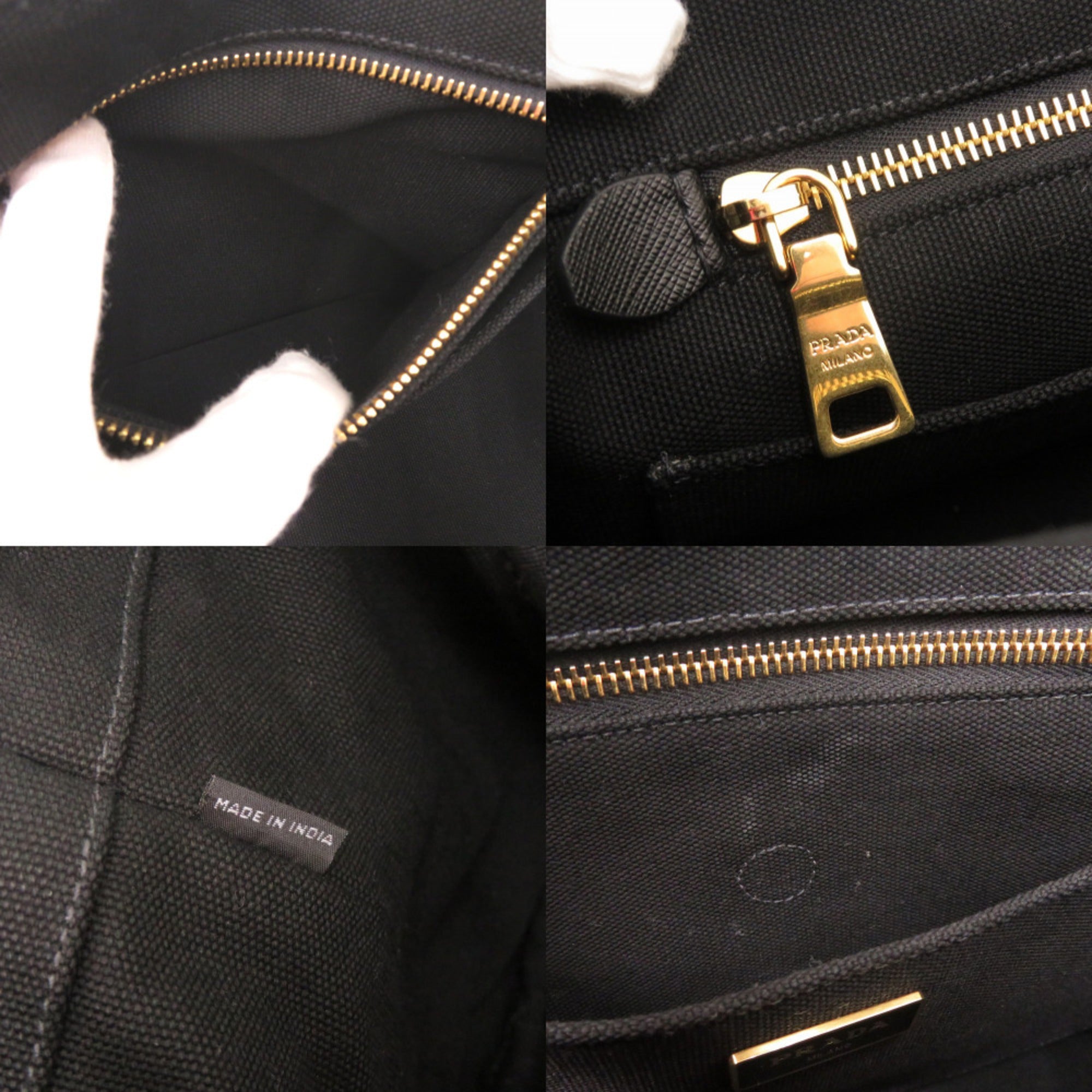 Prada Black Canvas Handbag Shoulder Bag Tote Bag (Pre-Owned)