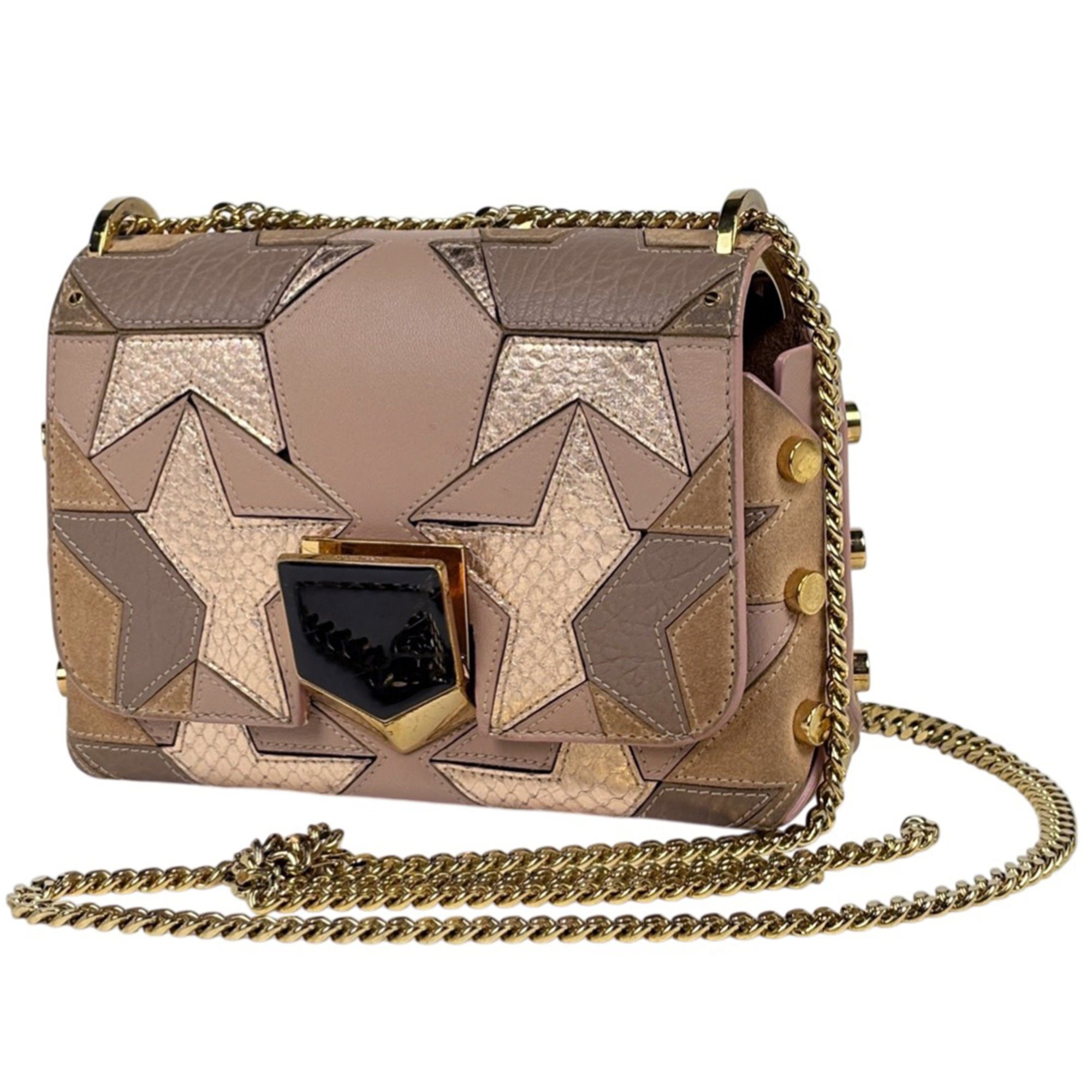 Jimmy Choo Pink Beige Leather Shoulder Bag (Pre-Owned)