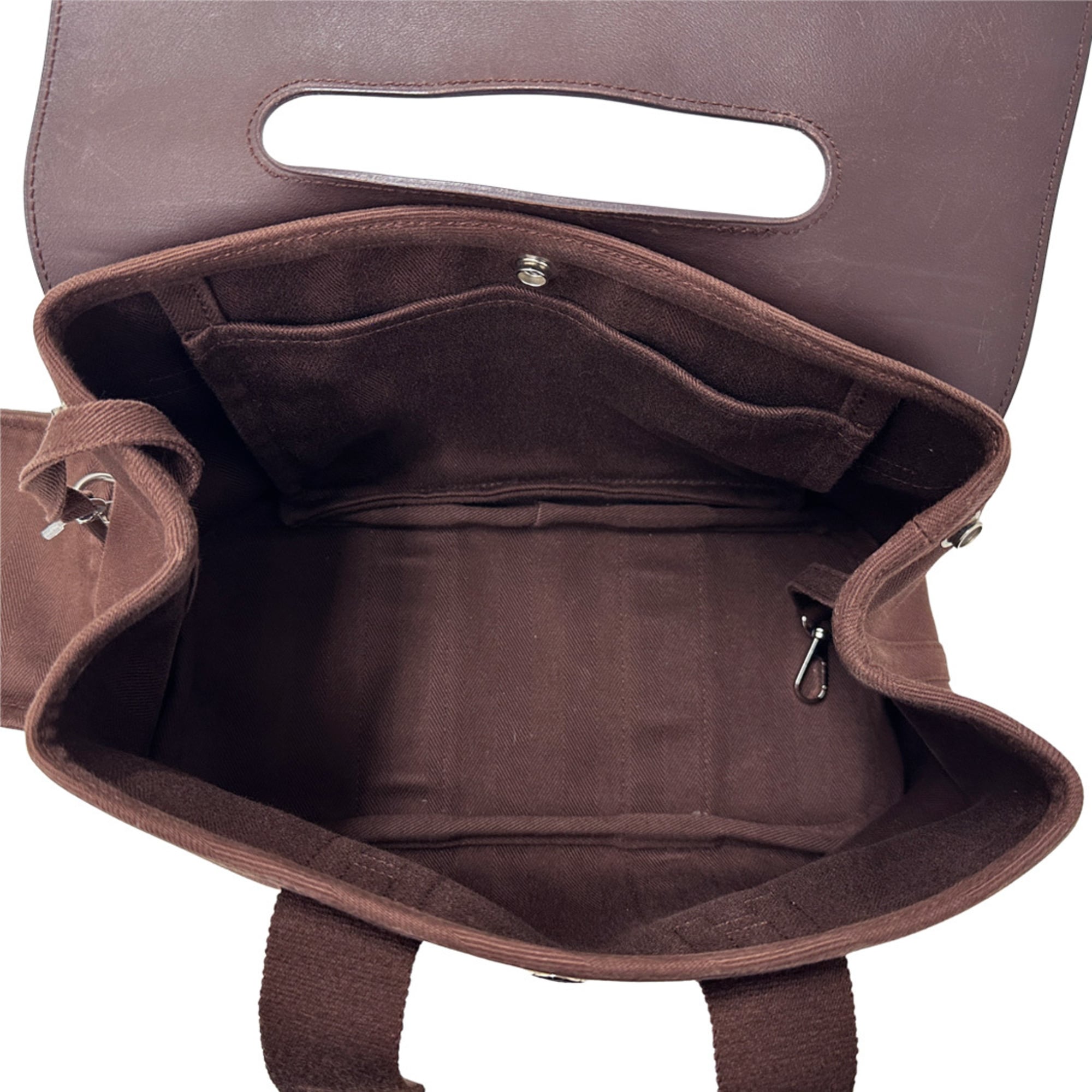 Hermes Brown White Canvas Handbag Pouch (Pre-Owned)