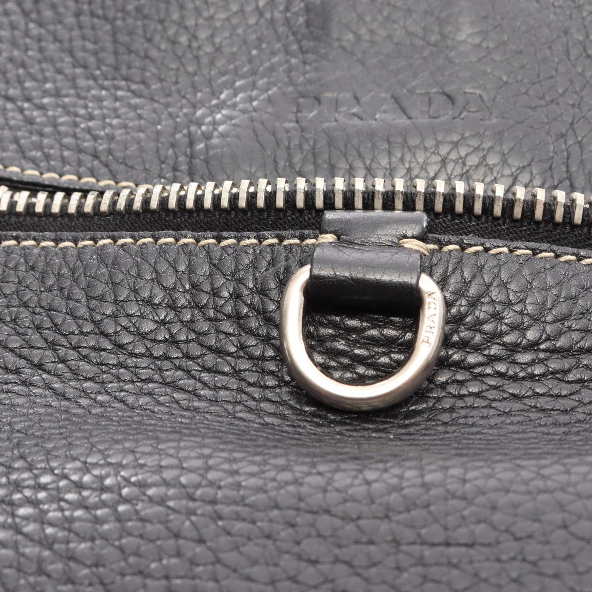 Prada Black Leather Handbag Shoulder Bag (Pre-Owned)