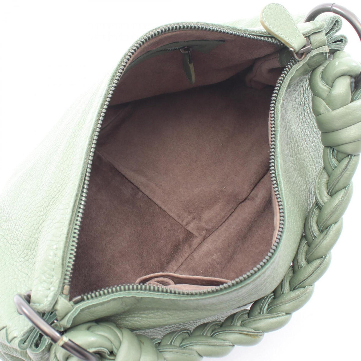 Bottega Veneta Green Leather Handbag Shoulder Bag (Pre-Owned)