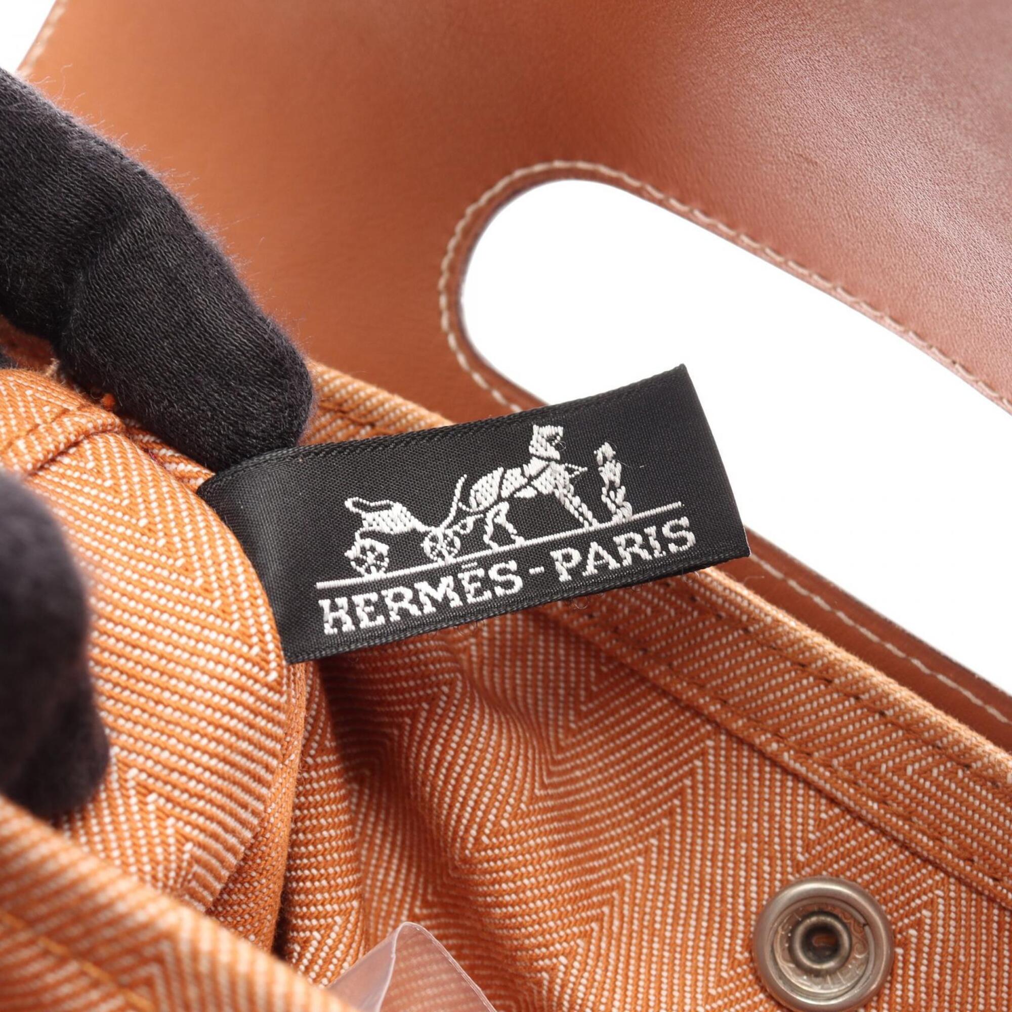 Hermes Brown Toile Chevron Swift Leather Handbag (Pre-Owned)