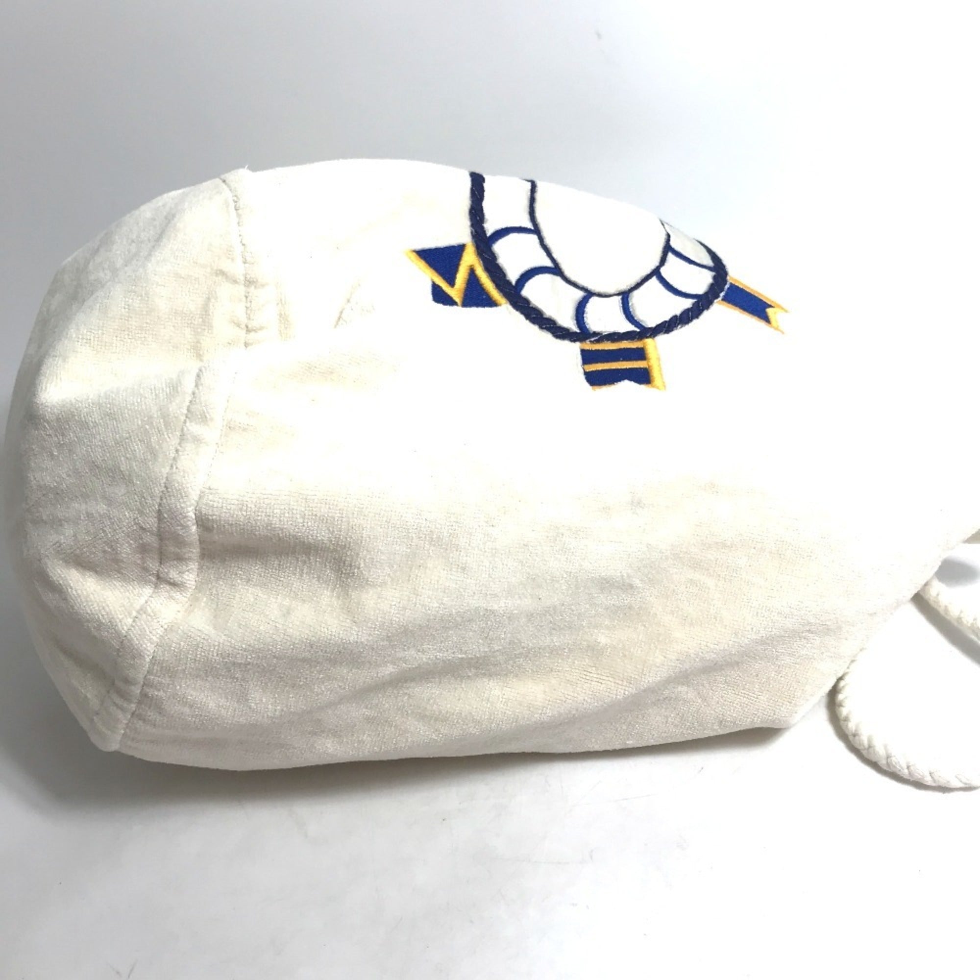 Hermes Blue White Cotton Shoulder Bag (Pre-Owned)