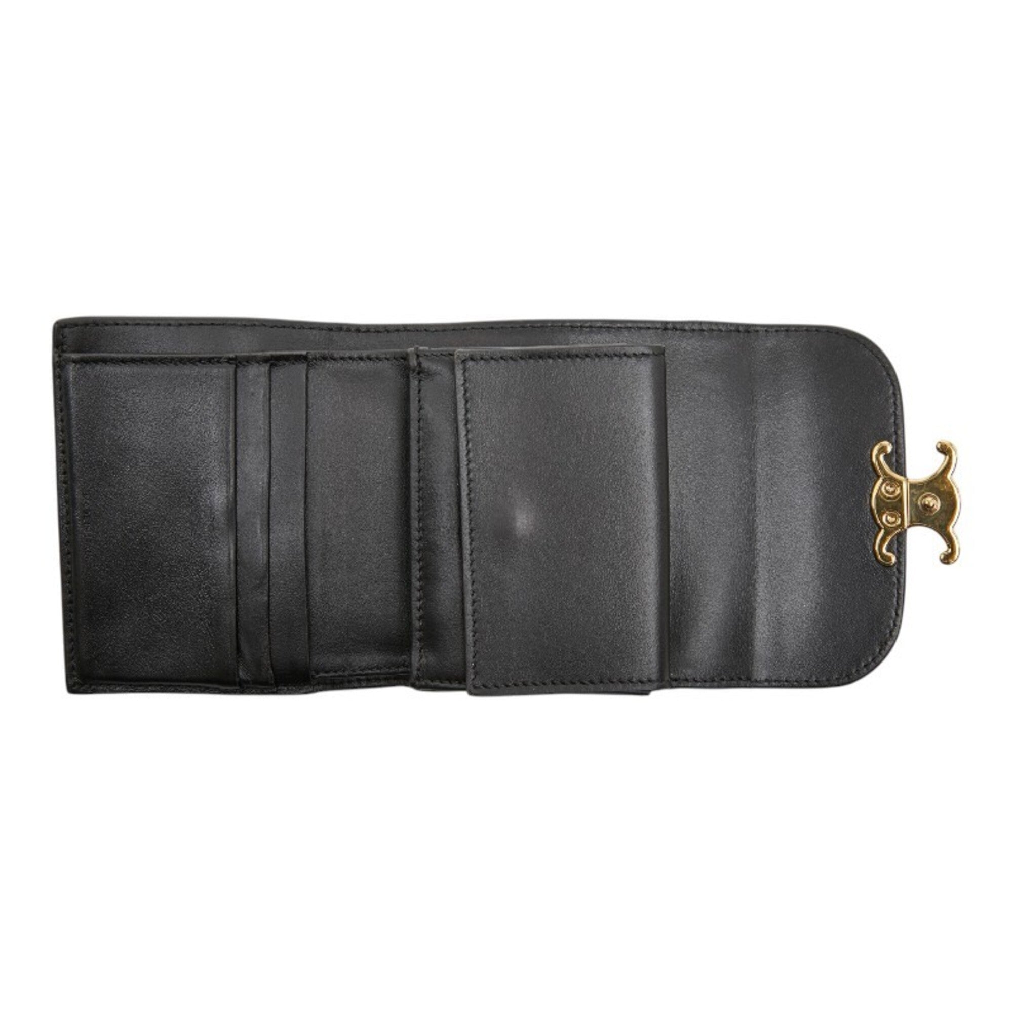 Celine Black Leather Wallet (Tri-Fold) (Pre-Owned)
