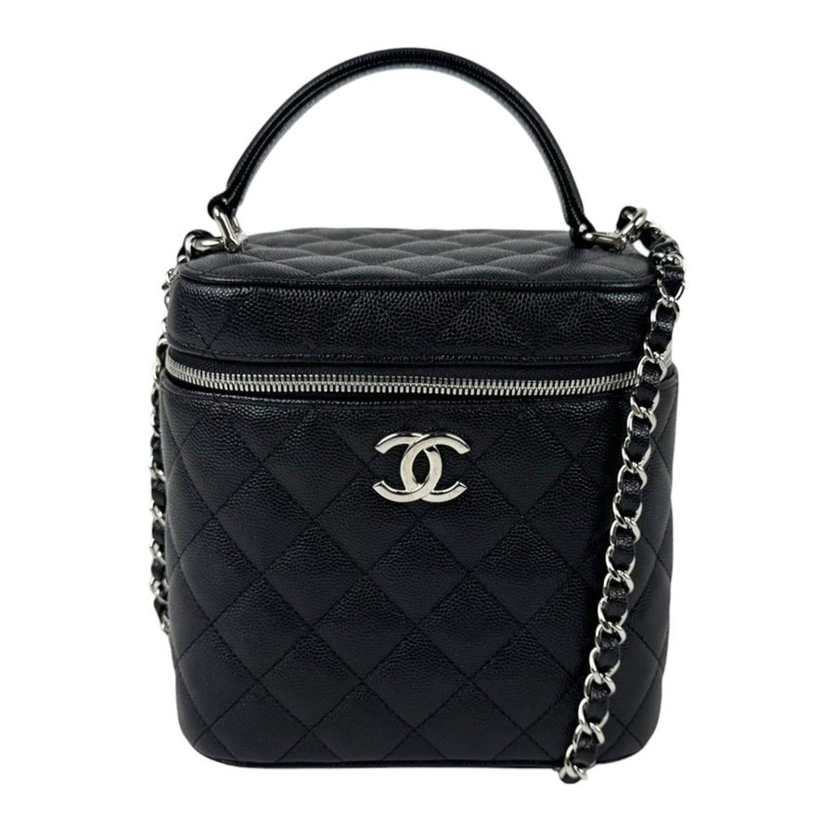 Chanel Black Grained Calfskin Shoulder Bag Vanity Bag (Pre-Owned)