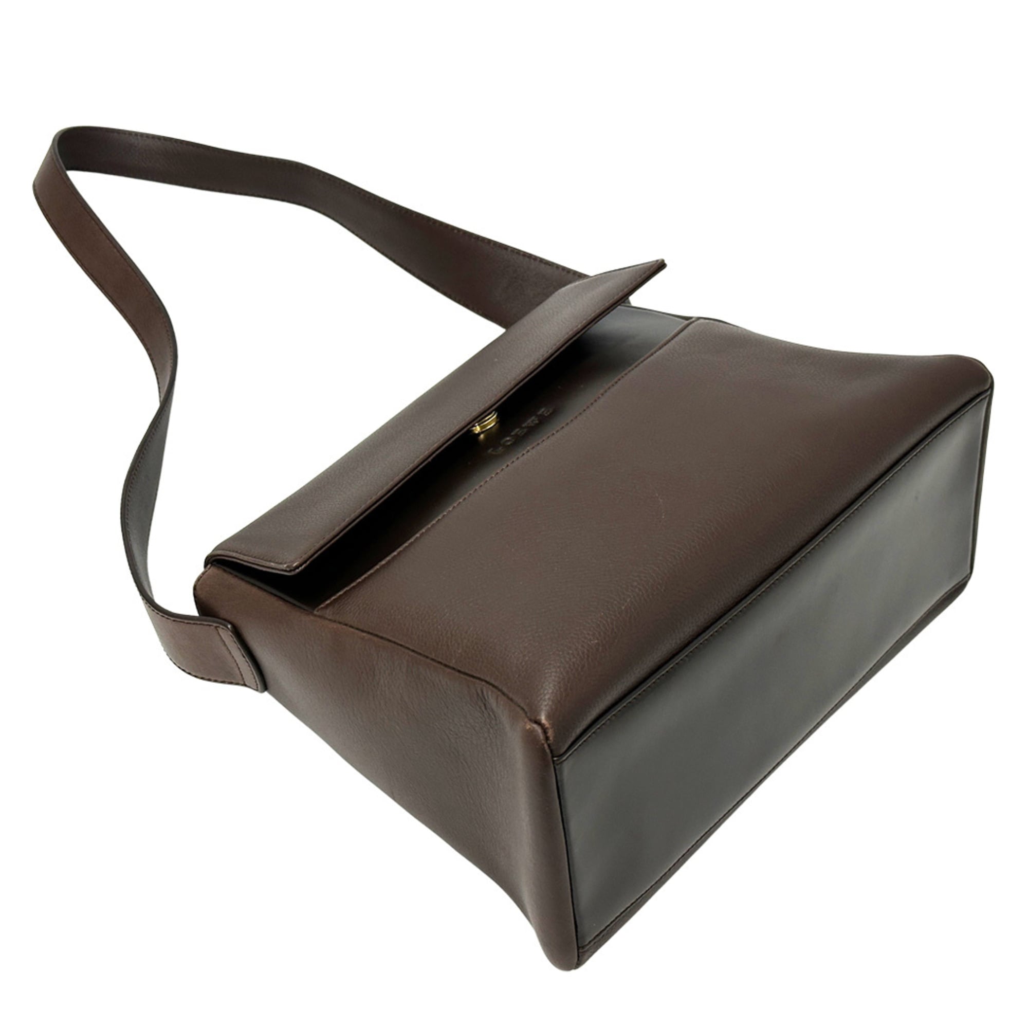 Loewe Dark Brown Leather Handbag Shoulder Bag (Pre-Owned)