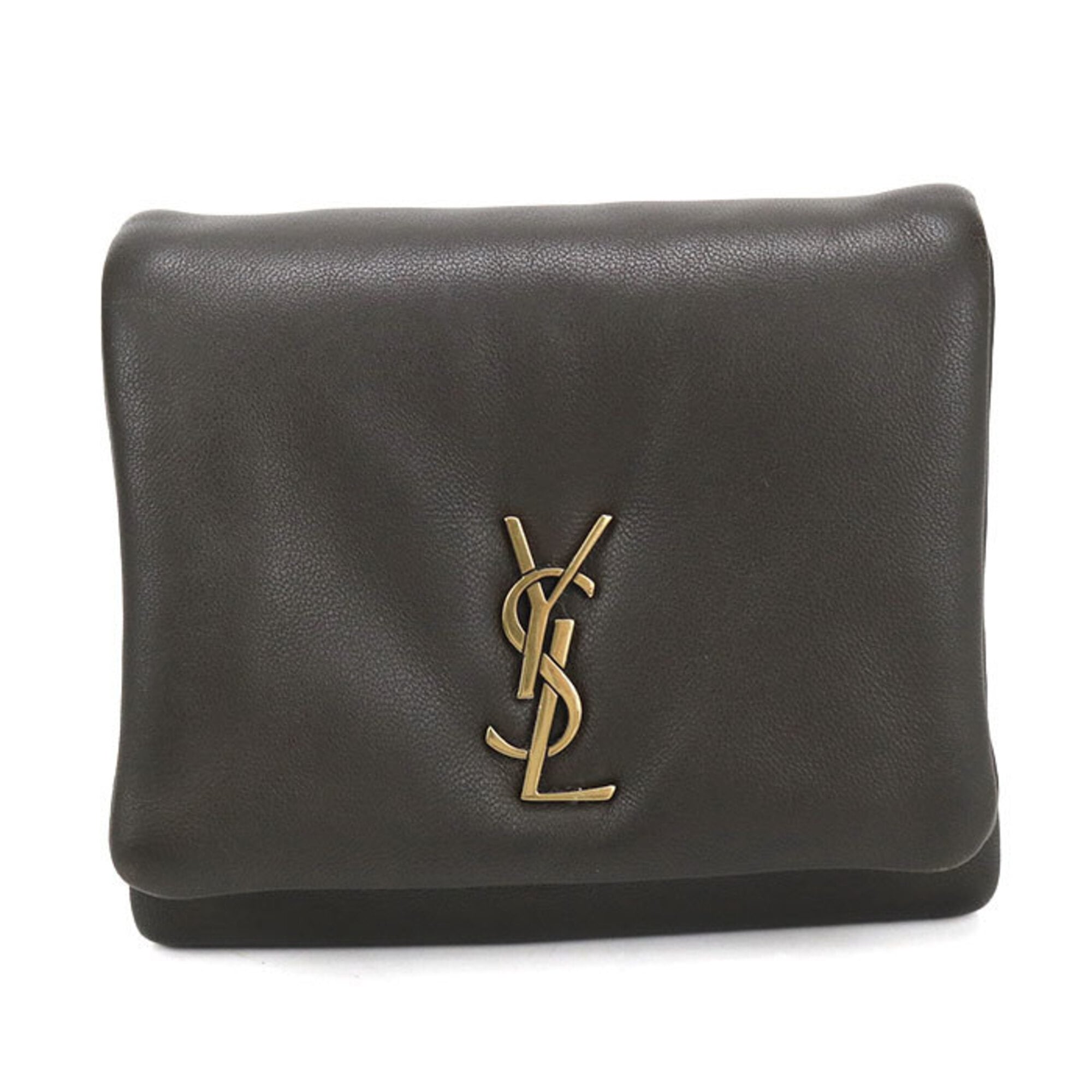 Saint Laurent Gray Leather Wallet (Tri-Fold) (Pre-Owned)