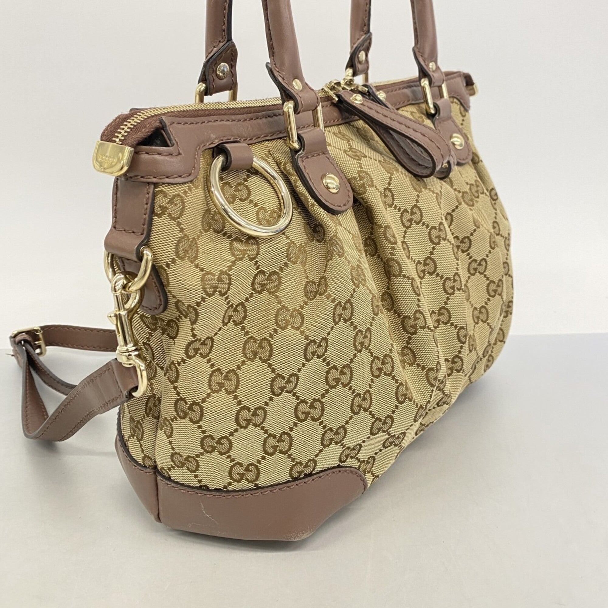 Gucci Beige Canvas Handbag (Pre-Owned)