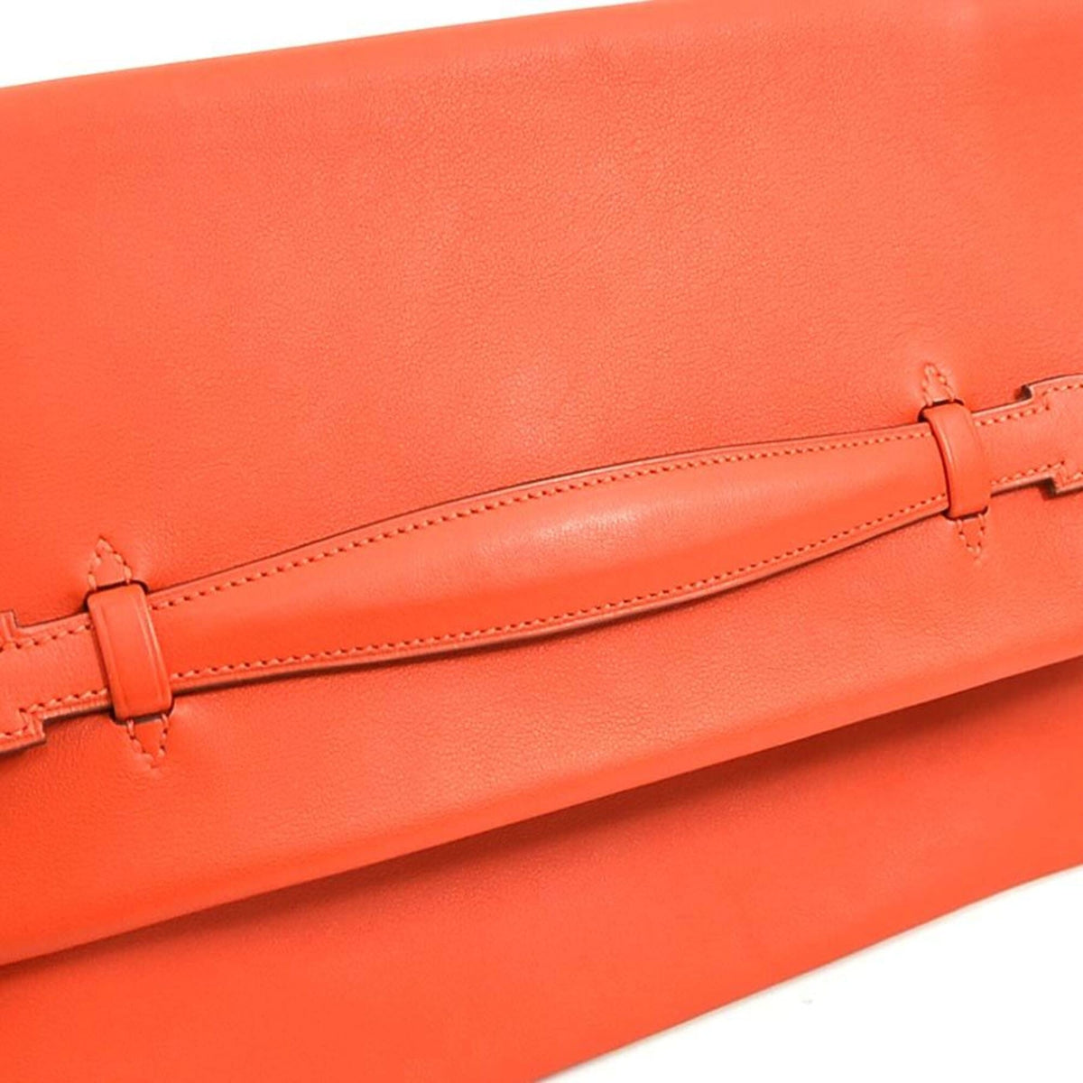 Hermes Red Orange Leather Clutch Bag (Pre-Owned)