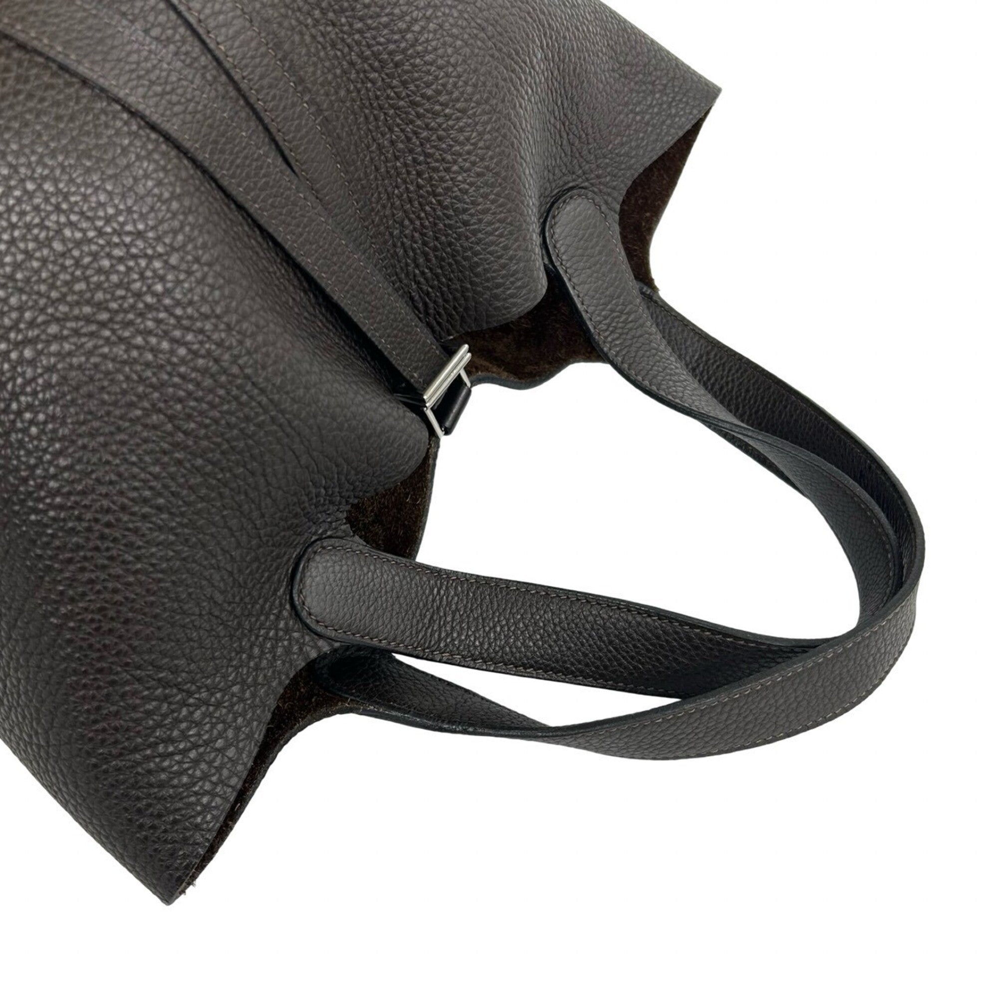 Hermes Brown Taurillon Clemence Leather Handbag Tote Bag (Pre-Owned)
