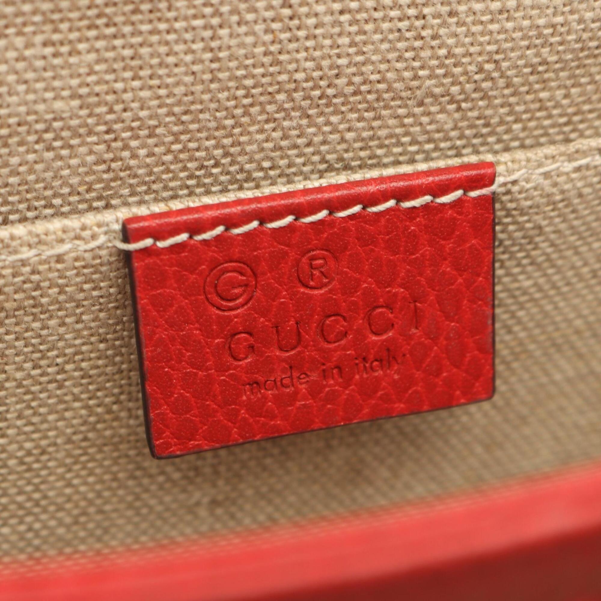 Gucci Red Color Leather Handbag Shoulder Bag (Pre-Owned)