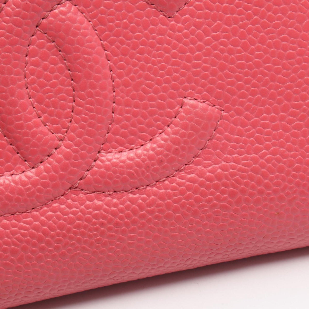 Chanel Pink Grained Calfskin Long Wallet (Bi-Fold) (Pre-Owned)