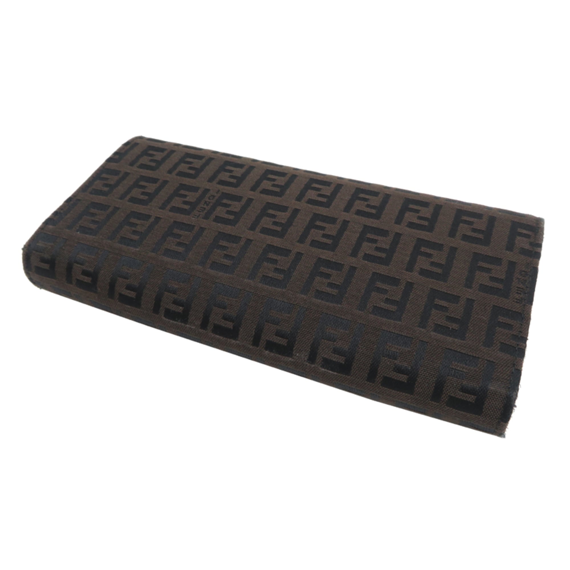 Fendi Brown Canvas Leather Long Wallet (Bi-Fold) (Pre-Owned)
