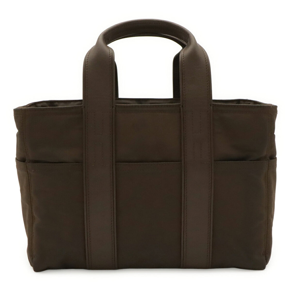 Hermes Dark Brown Nylon Handbag Tote Bag (Pre-Owned)