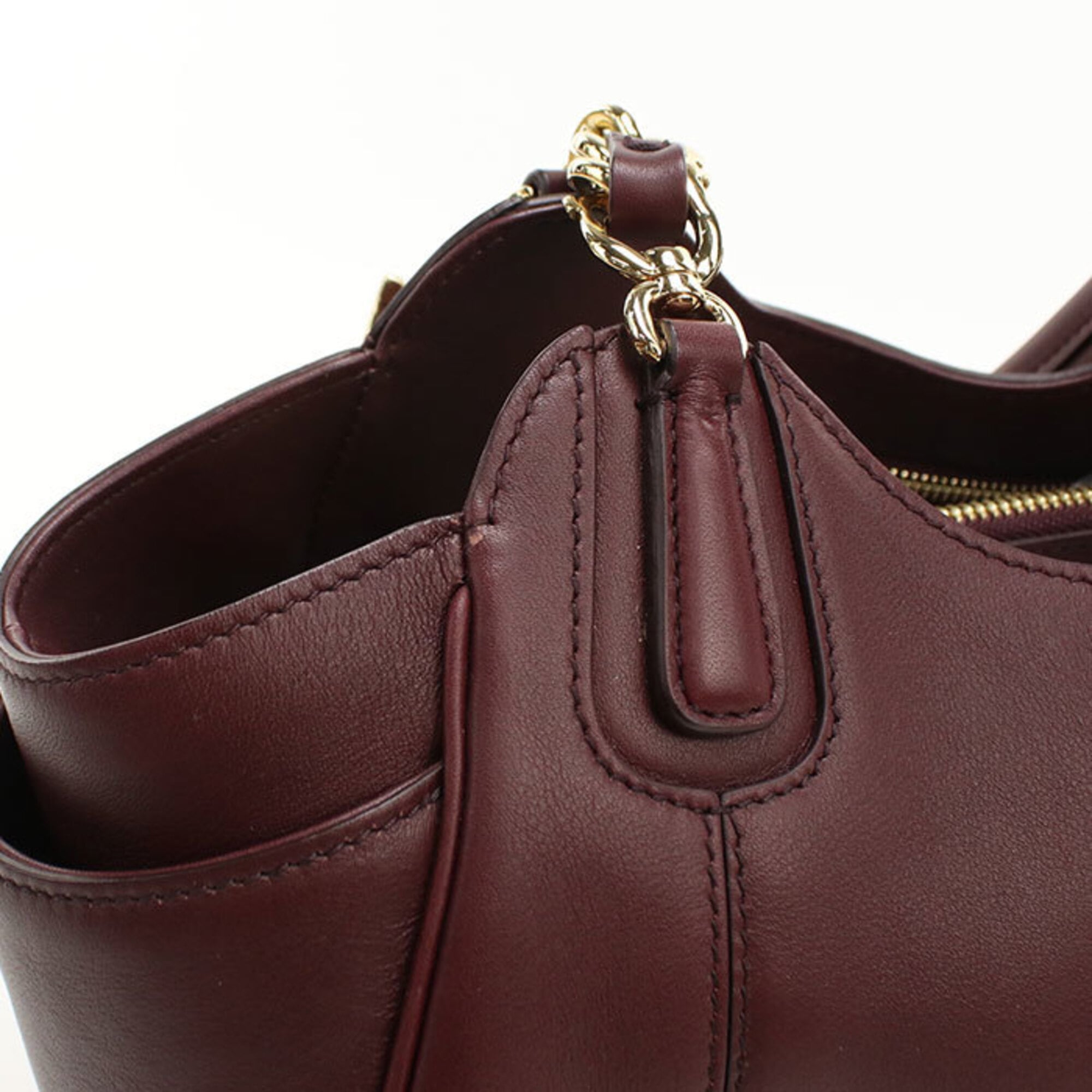 Salvatore Ferragamo Red Color Wine Leather Handbag (Pre-Owned)