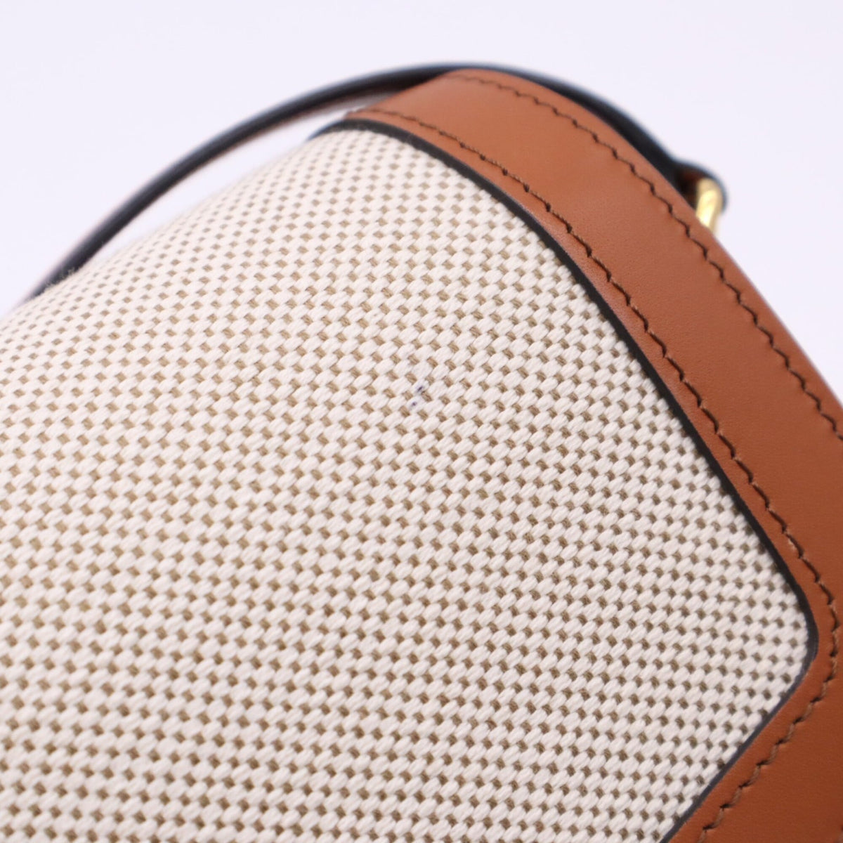 Celine Beige Brown Canvas Leather Shoulder Bag (Pre-Owned)