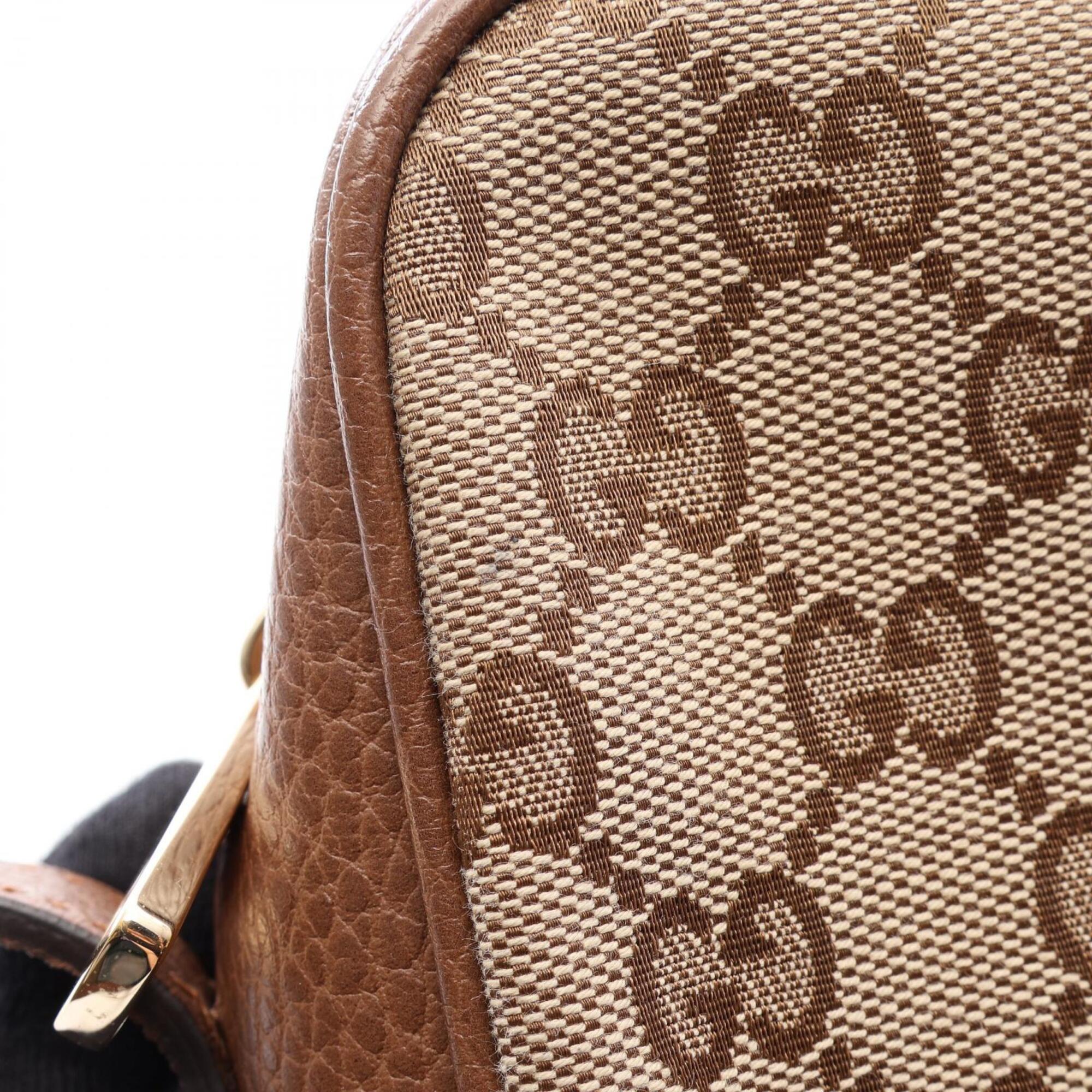 Gucci Beige Brown Gg Canvas Leather Handbag Shoulder Bag (Pre-Owned)