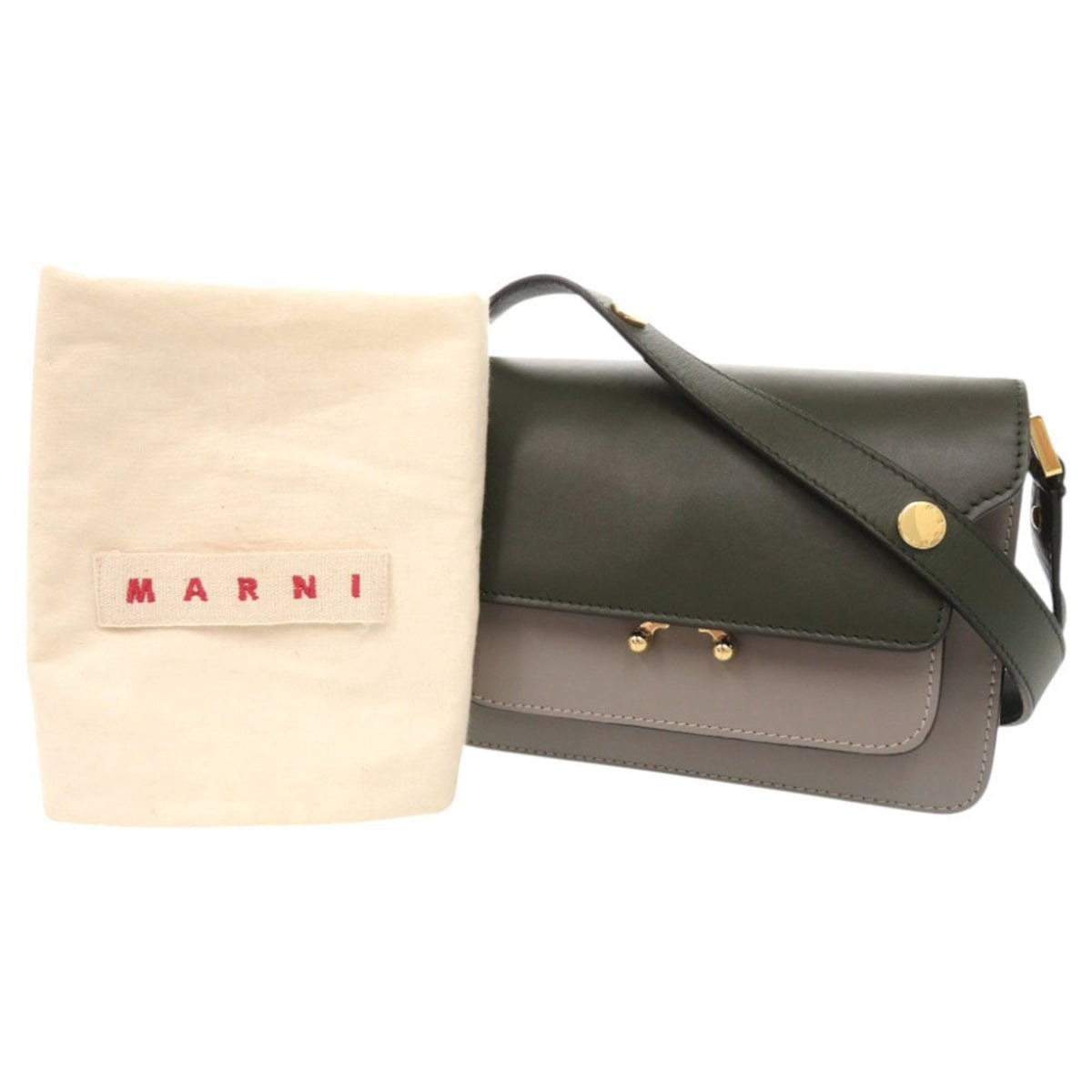 Marni Gray Green Leather Shoulder Bag (Pre-Owned)