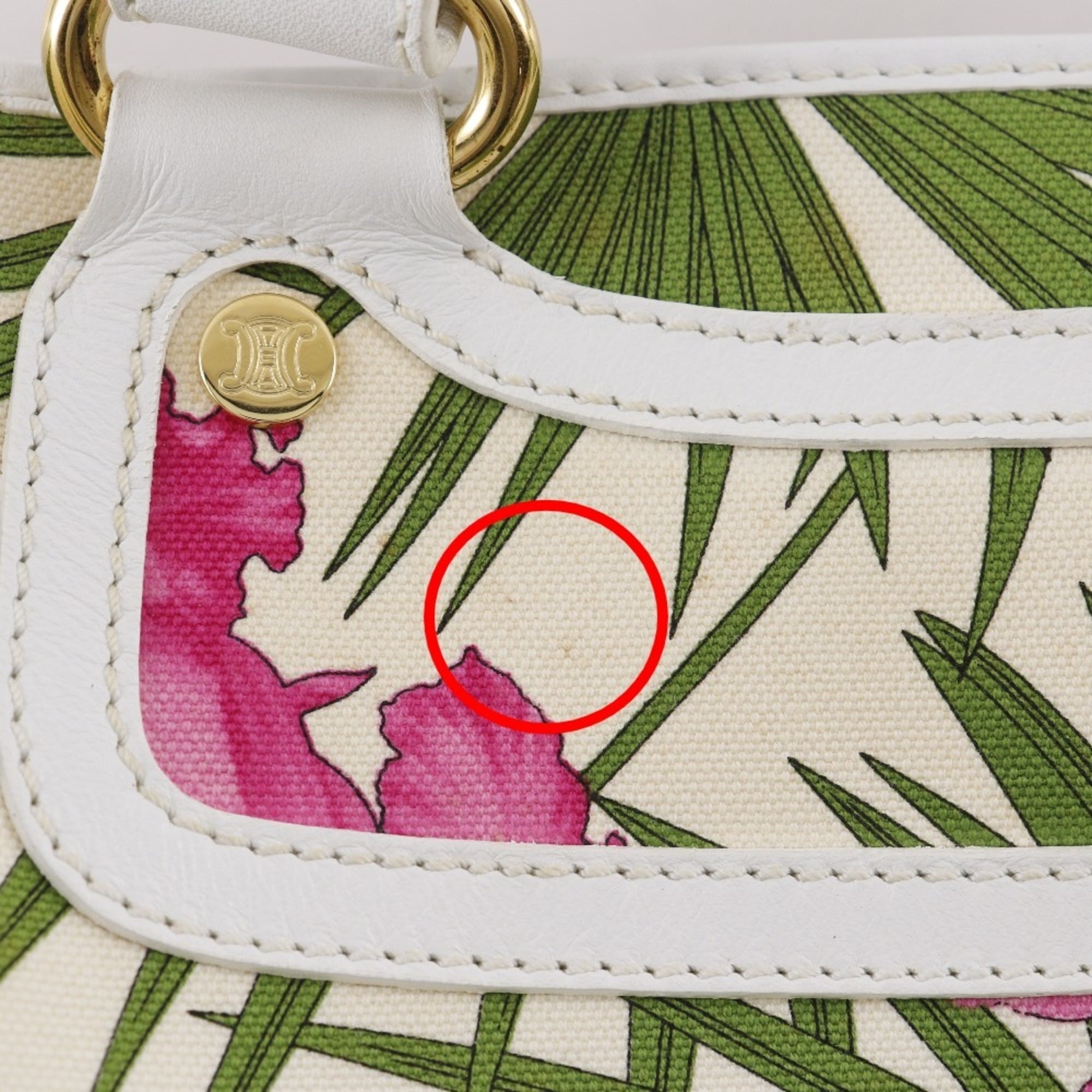 Celine Boogie White Canvas Handbag (Pre-Owned)