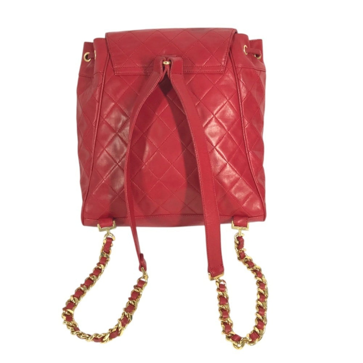 Chanel Gold Red Color Canvas Backpack (Pre-Owned)