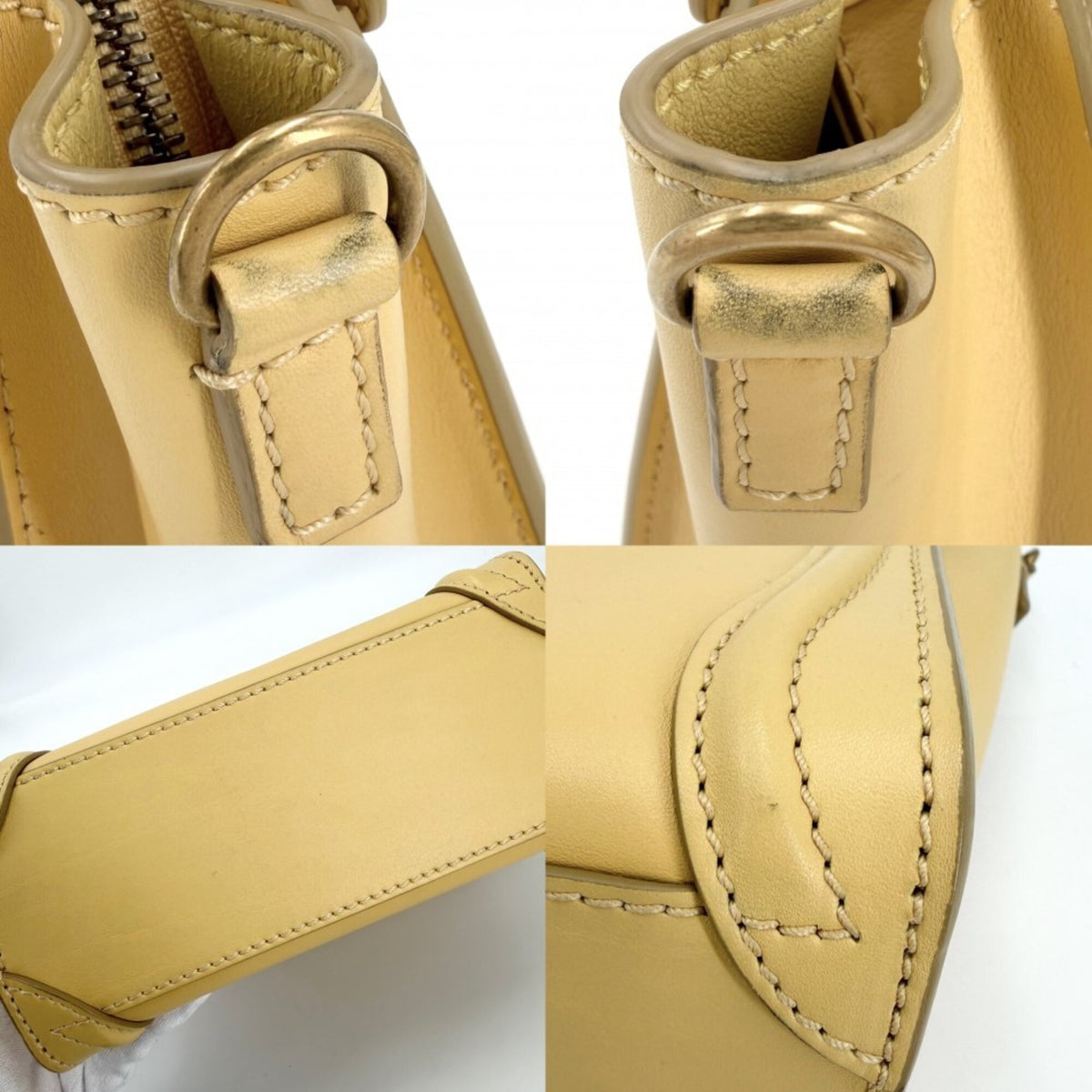 Celine Yellow Leather Handbag Shoulder Bag (Pre-Owned)