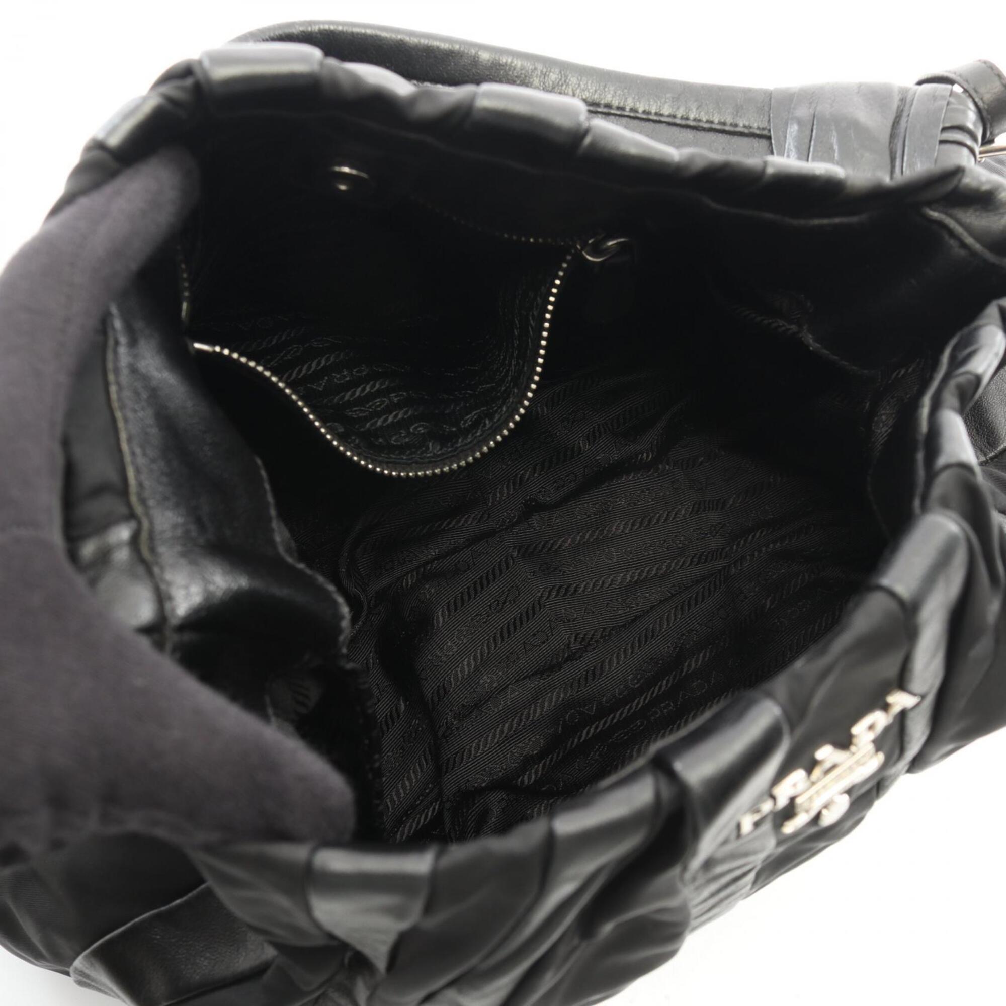 Prada Black Nylon Leather Handbag (Pre-Owned)