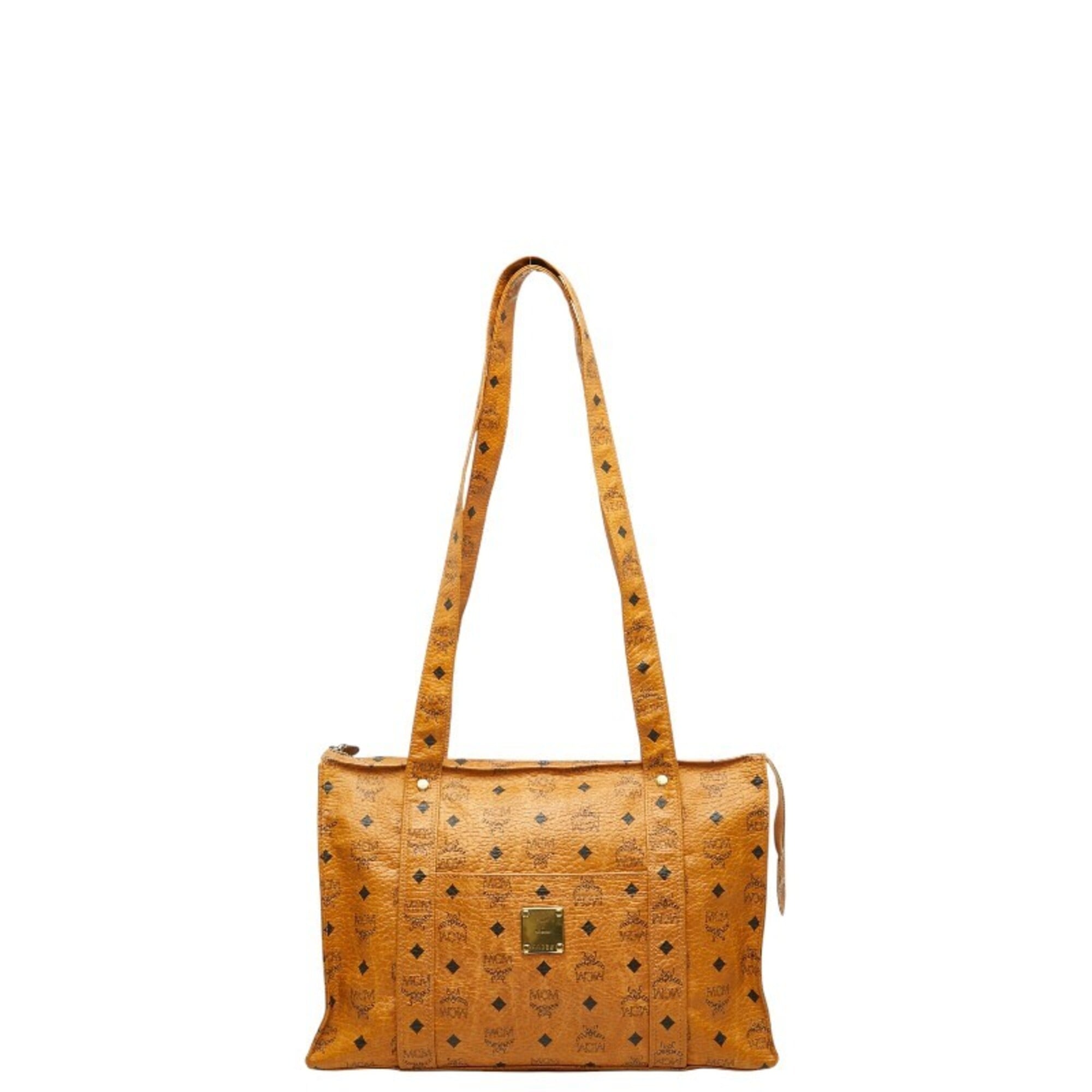Mcm Visetos Brown Leather Handbag Tote Bag (Pre-Owned)