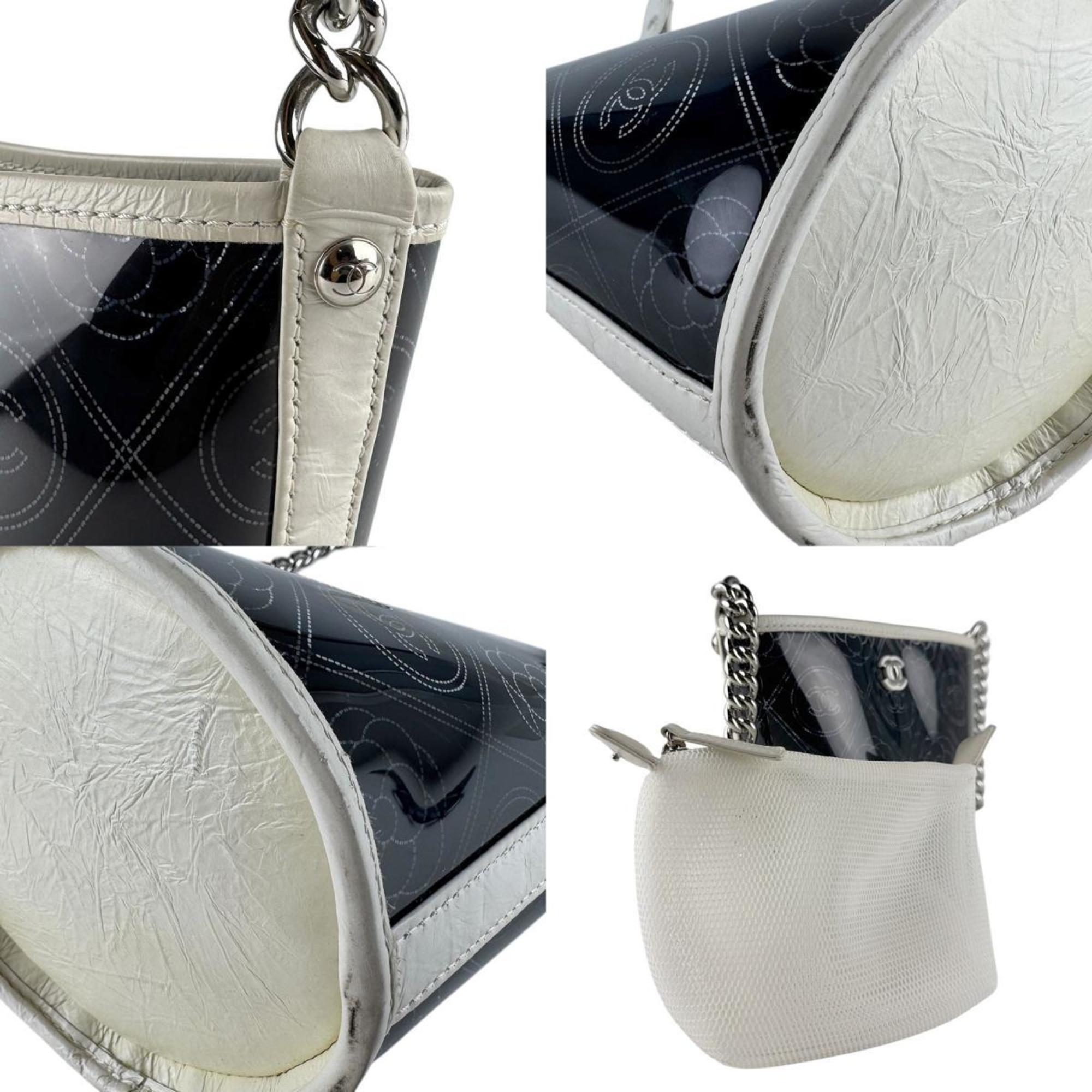 Chanel Camellia Black White Pvc Leather Shoulder Bag (Pre-Owned)