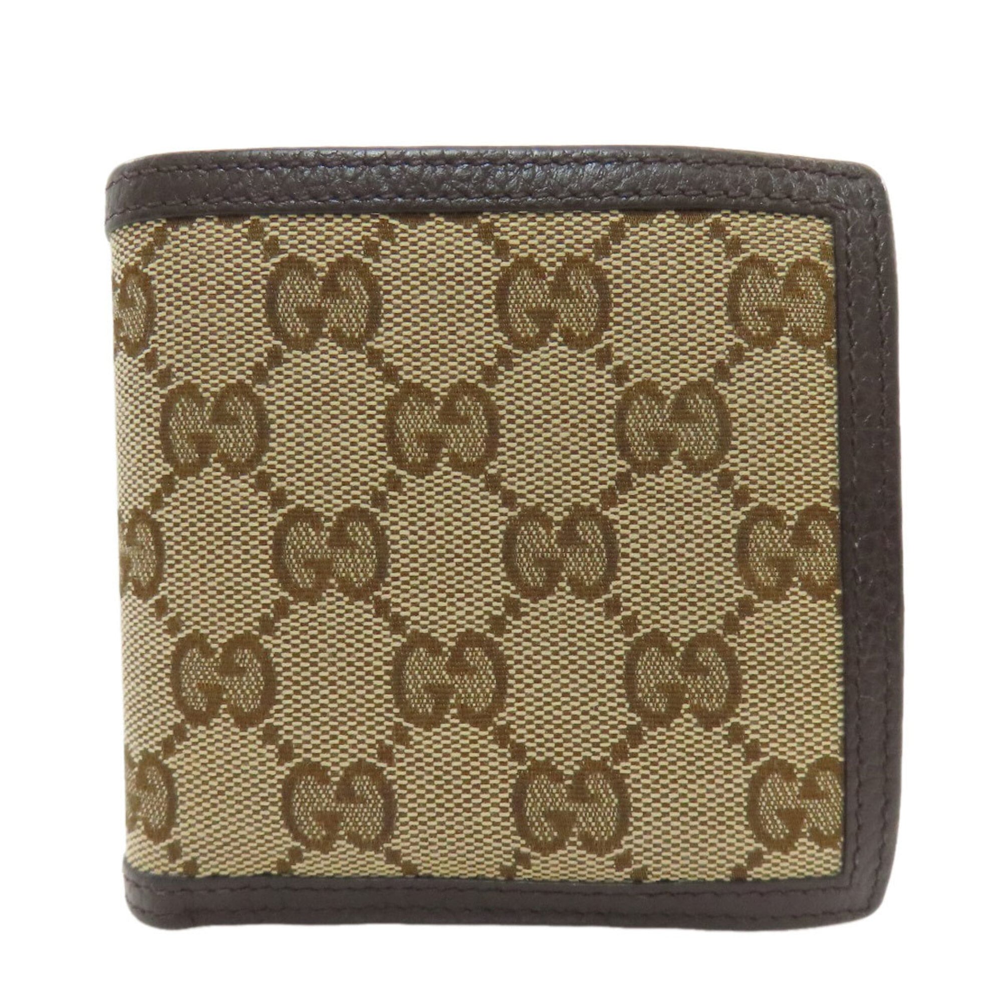 Gucci Brown Canvas Leather Wallet (Bi-Fold) (Pre-Owned)