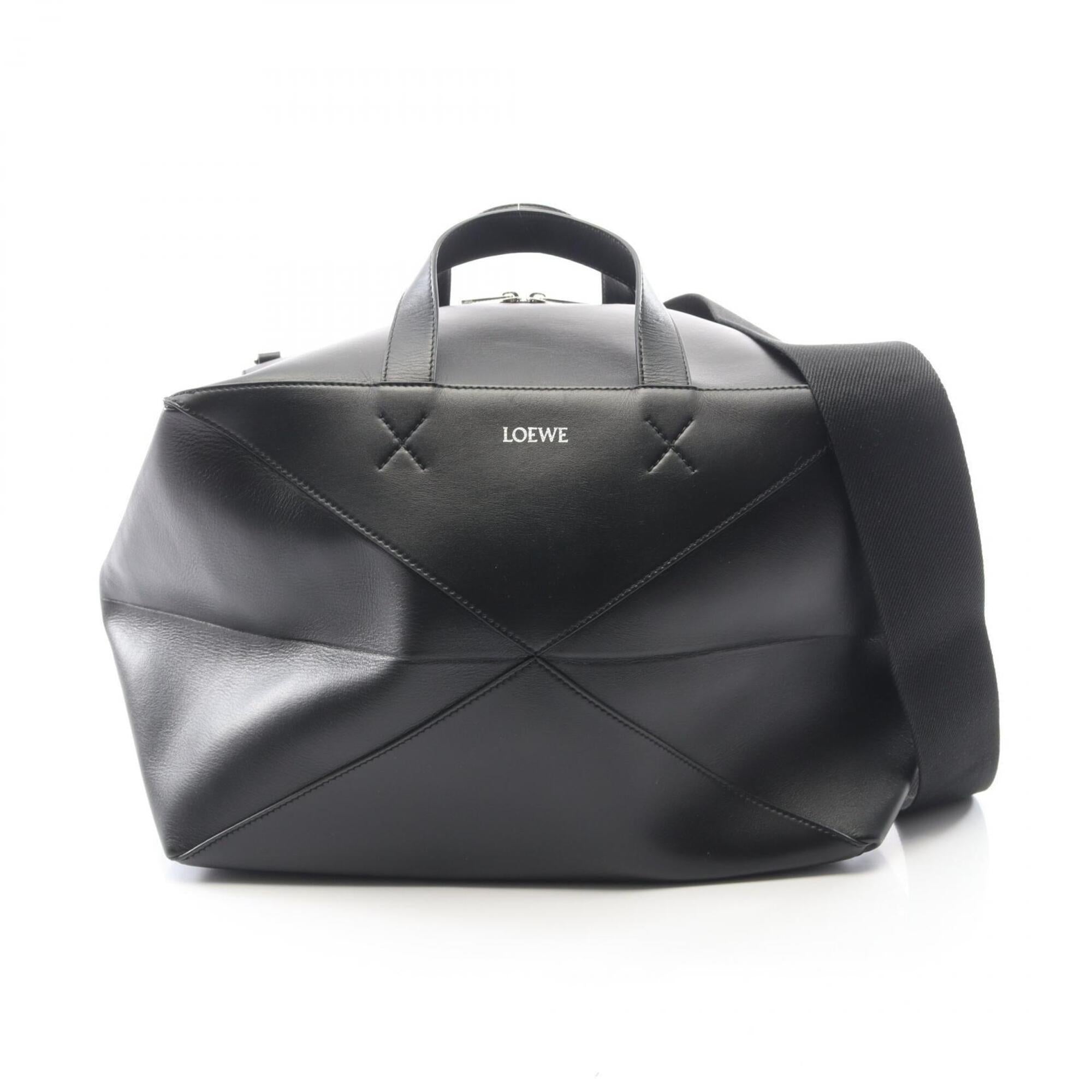Loewe Black Leather Boston Bag Handbag (Pre-Owned)