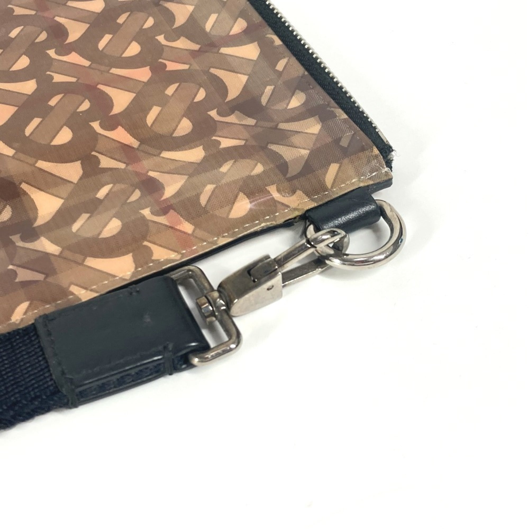 Burberry Beige Black Nylon Clutch Bag Pouch (Pre-Owned)
