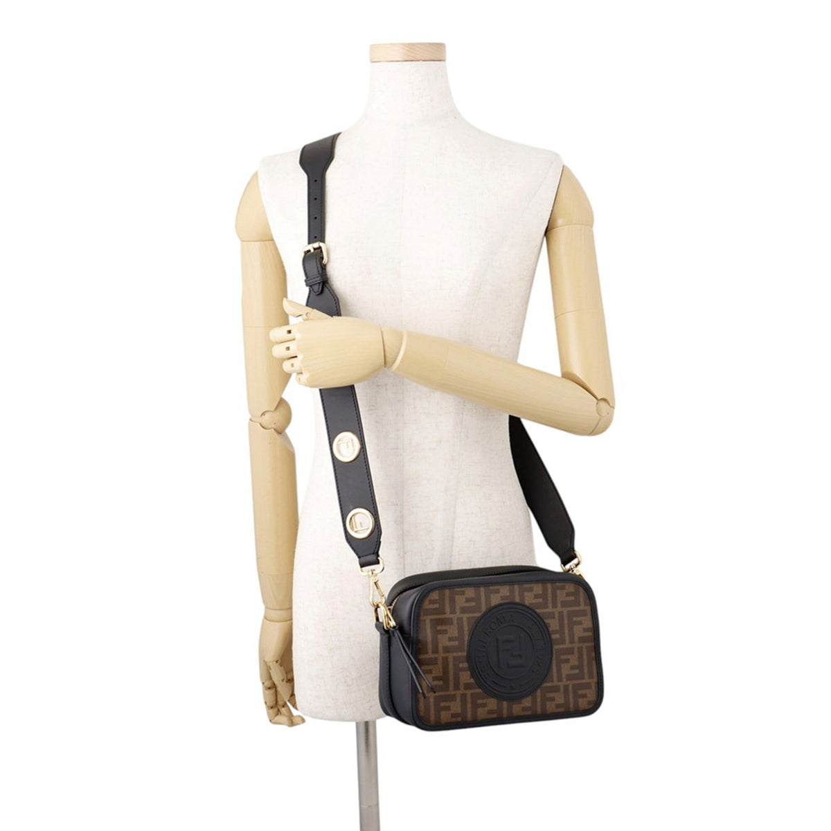 Fendi Zucca Black Brown Pvc Leather Shoulder Bag (Pre-Owned)