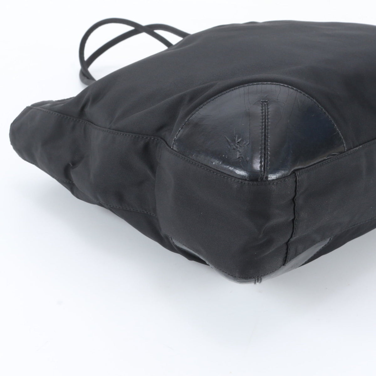 Prada Black Leather Nylon Shoulder Bag Tote Bag (Pre-Owned)