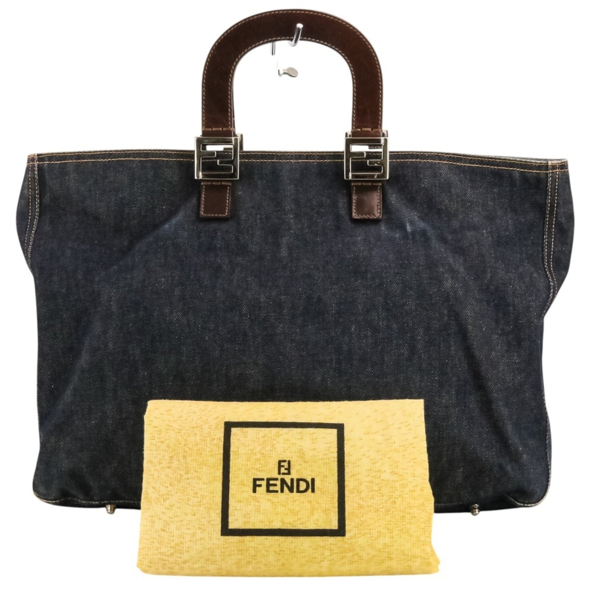 Fendi Navy Denim Leather Handbag (Pre-Owned)