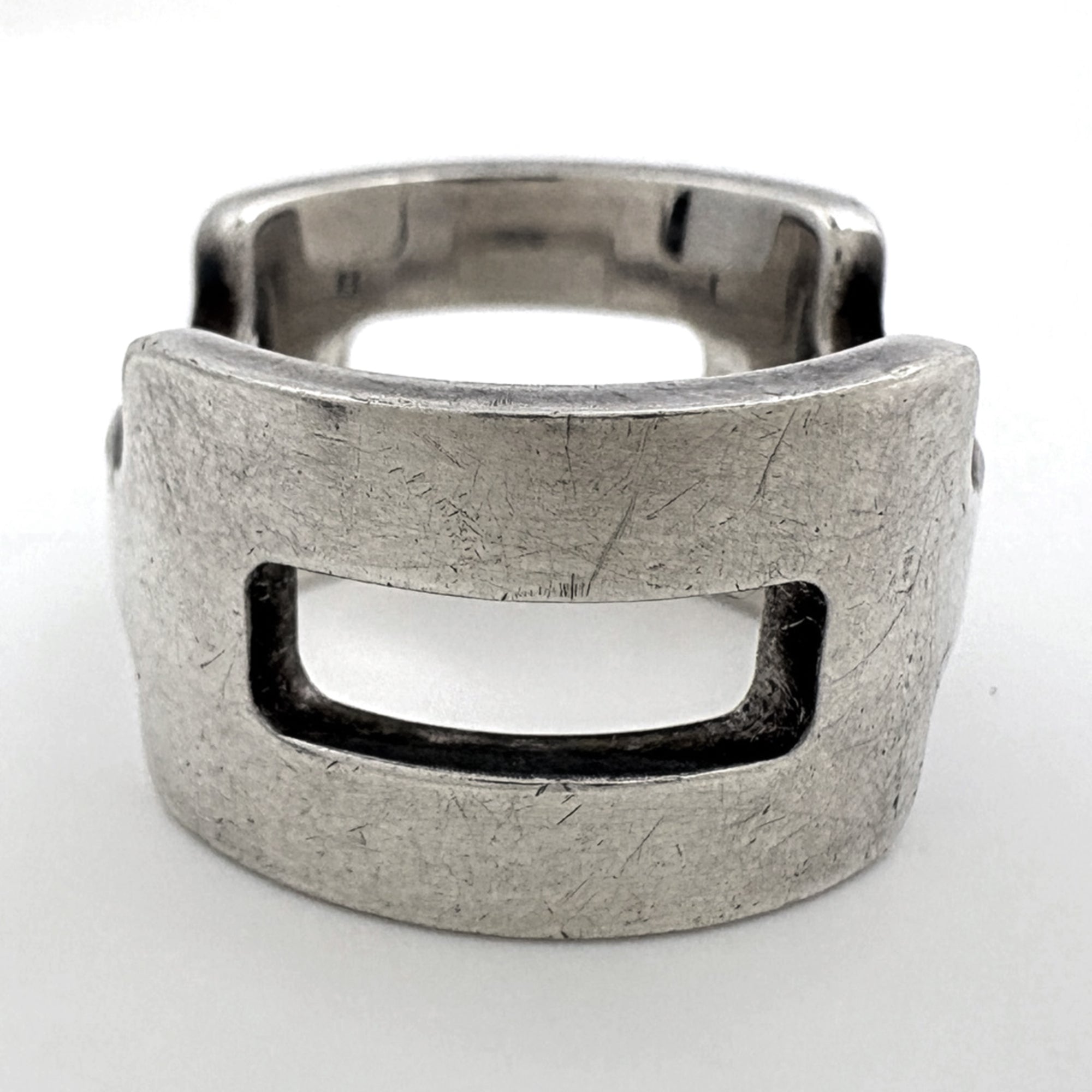 Hermes Silver Silver 925 Band Ring (Pre-Owned)