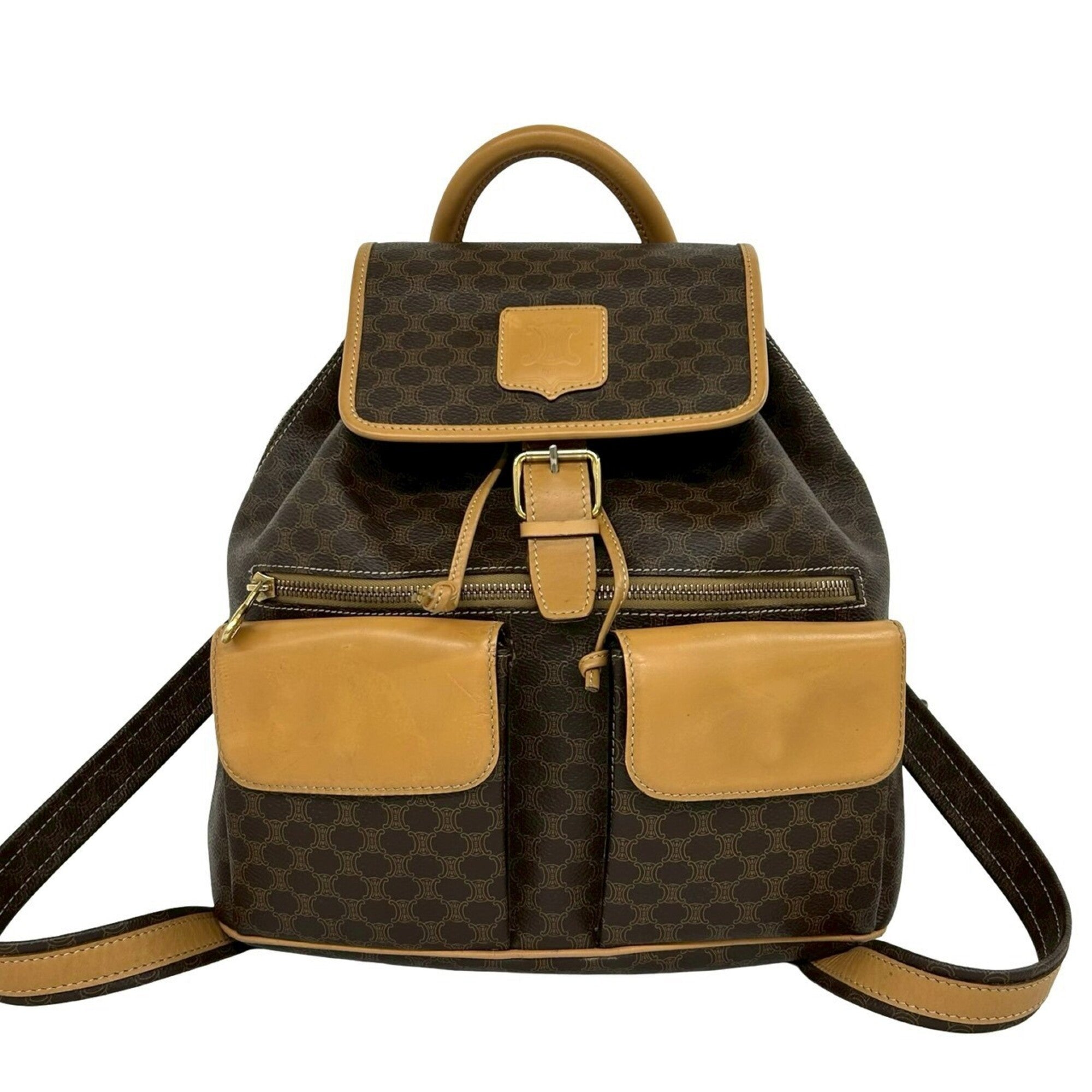 Celine Brown Leather Pvc Backpack (Pre-Owned)