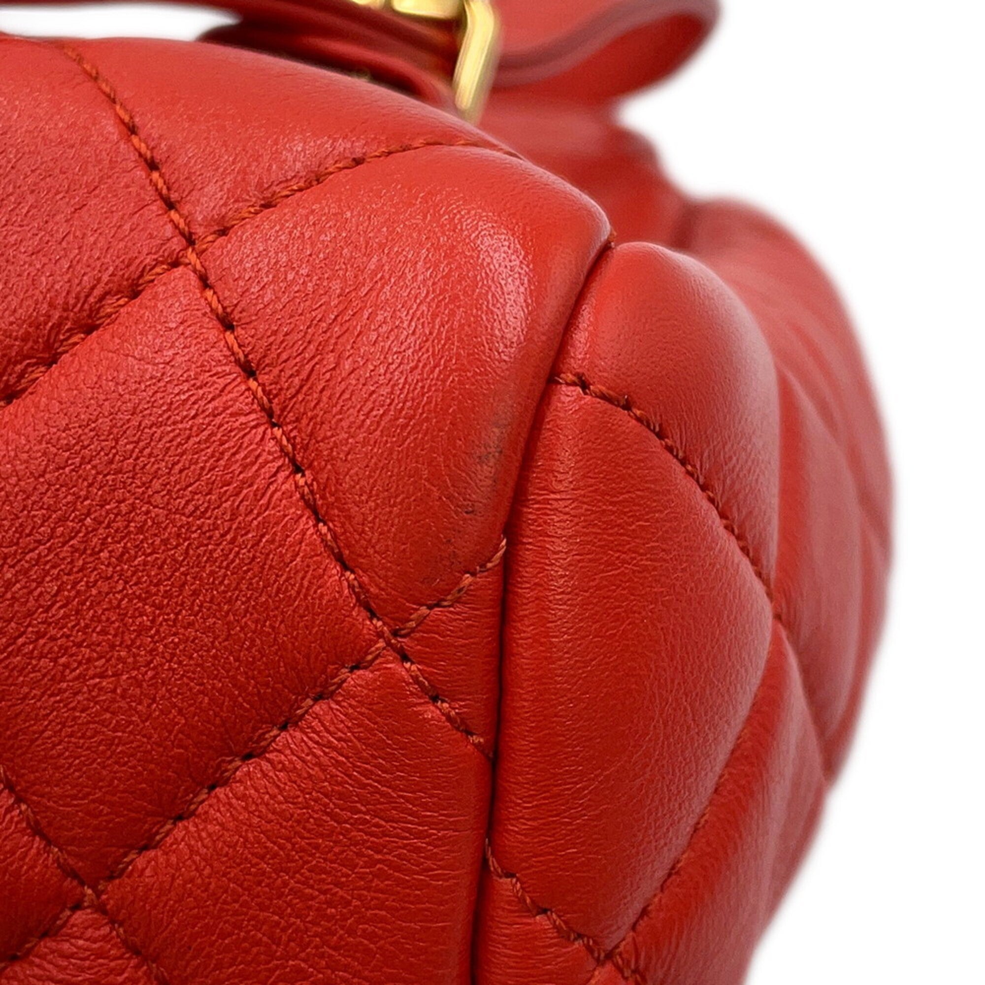 Chanel Dark Orange Leather Backpack Handbag (Pre-Owned)