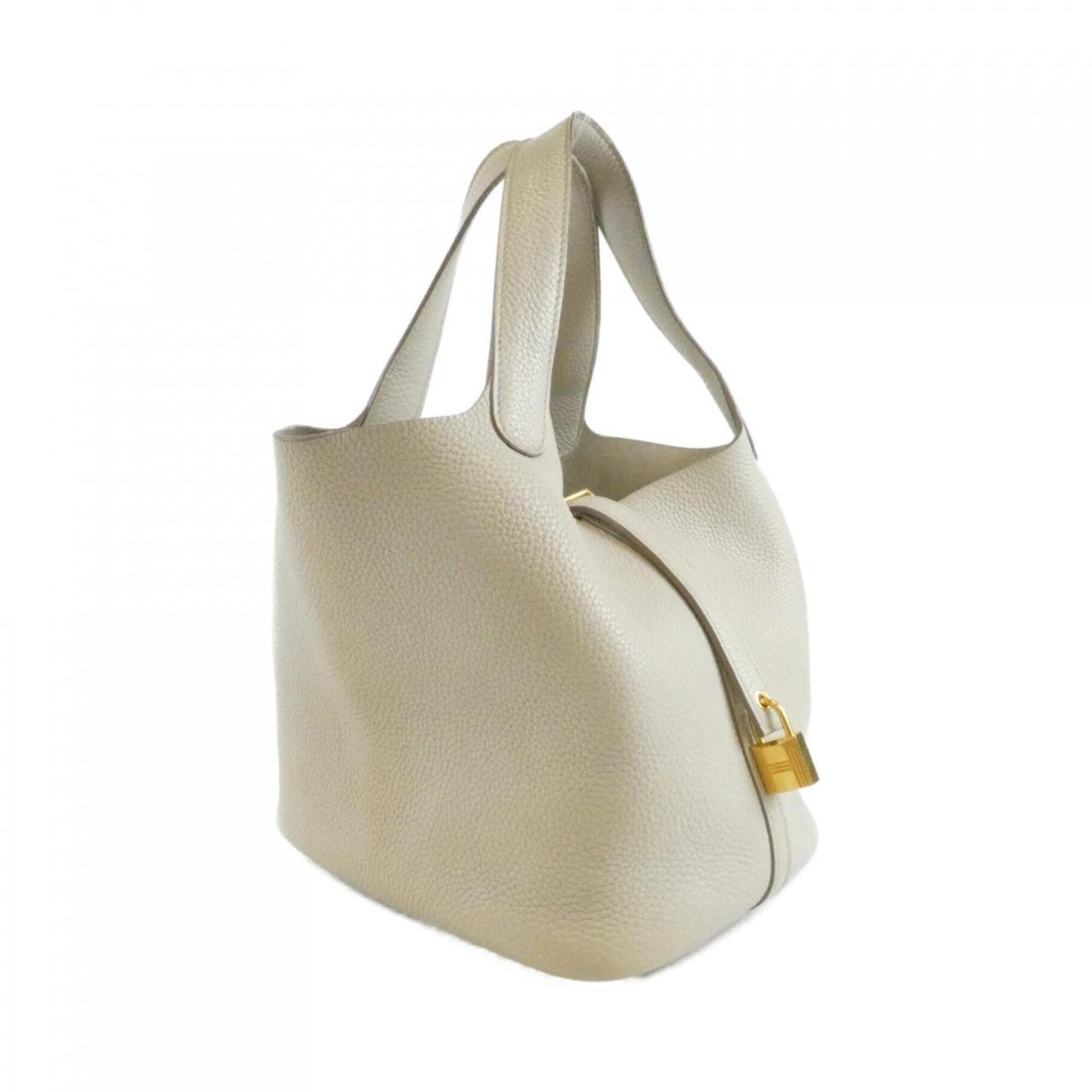 Hermes White Taurillon Clemence Leather Handbag (Pre-Owned)