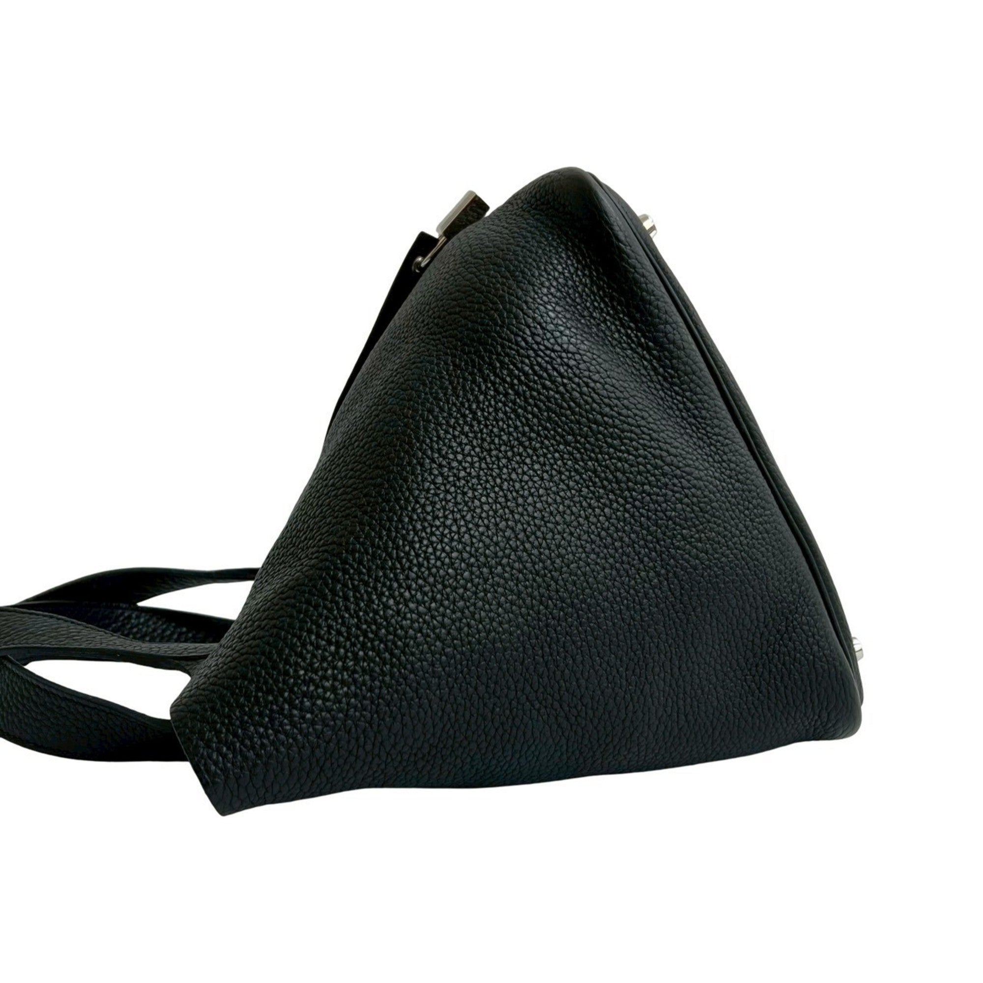Hermes Black Taurillon Clemence Leather Handbag Tote Bag (Pre-Owned)