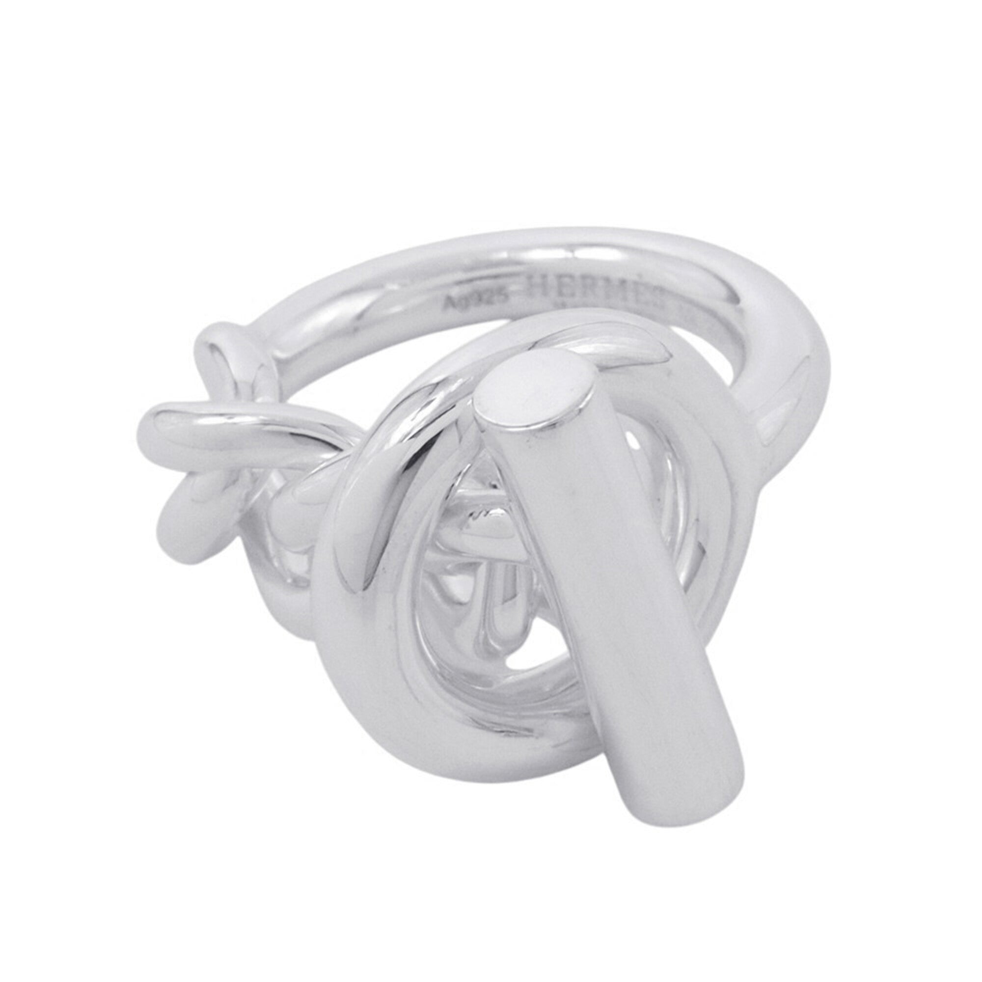 Hermes Silver Silver 925 Band Ring (Pre-Owned)