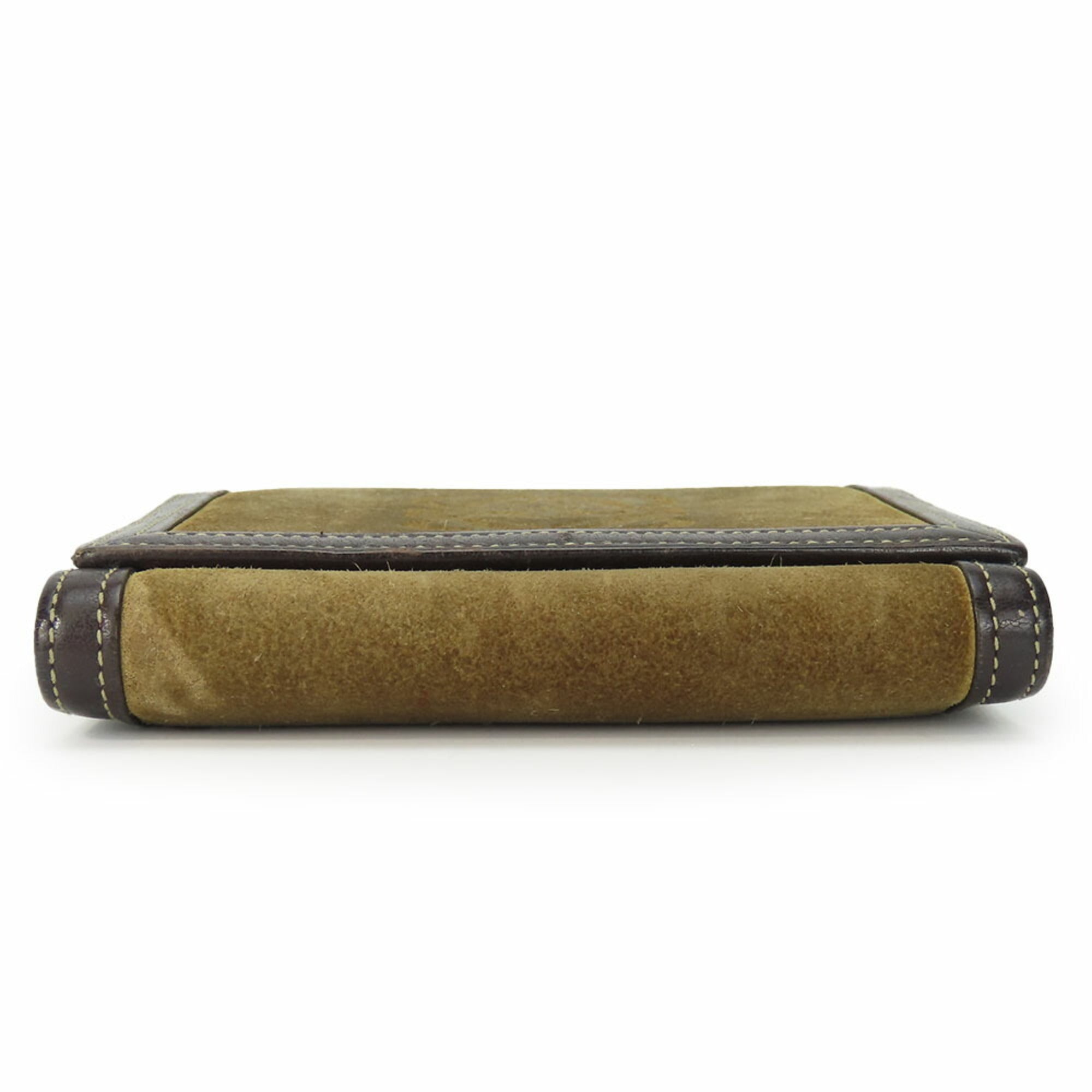 Loewe Brown Khaki Suede Leather Wallet (Tri-Fold) (Pre-Owned)
