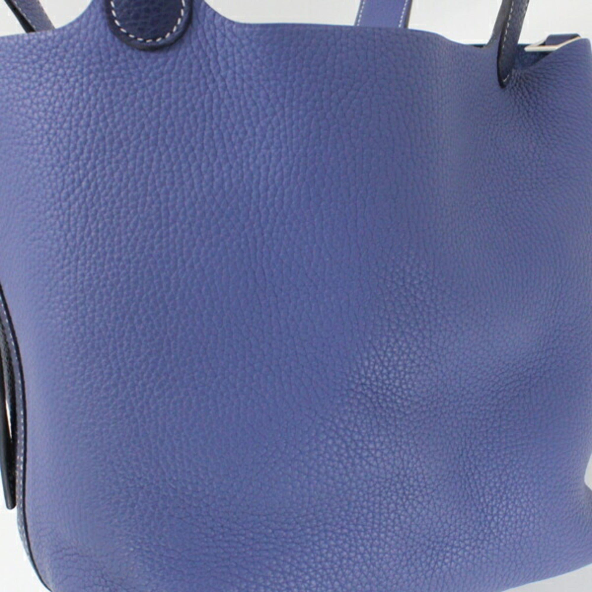 Hermes Bleu Saphir Taurillon Clemence Leather Handbag Tote Bag (Pre-Owned)