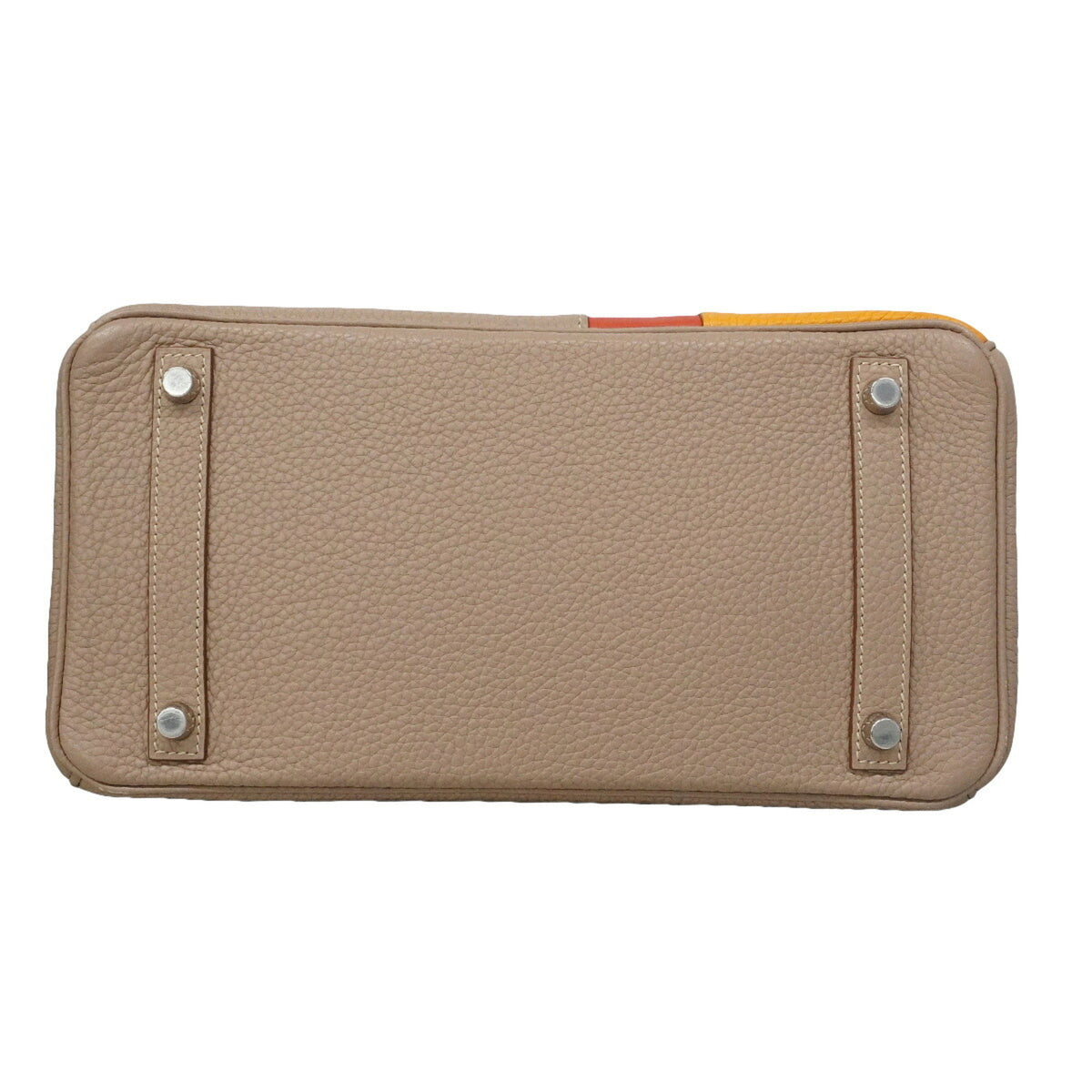 Hermes Gris Tourterelle Mustard Sanguine Taurillon Clemence Leather Handbag (Pre-Owned)