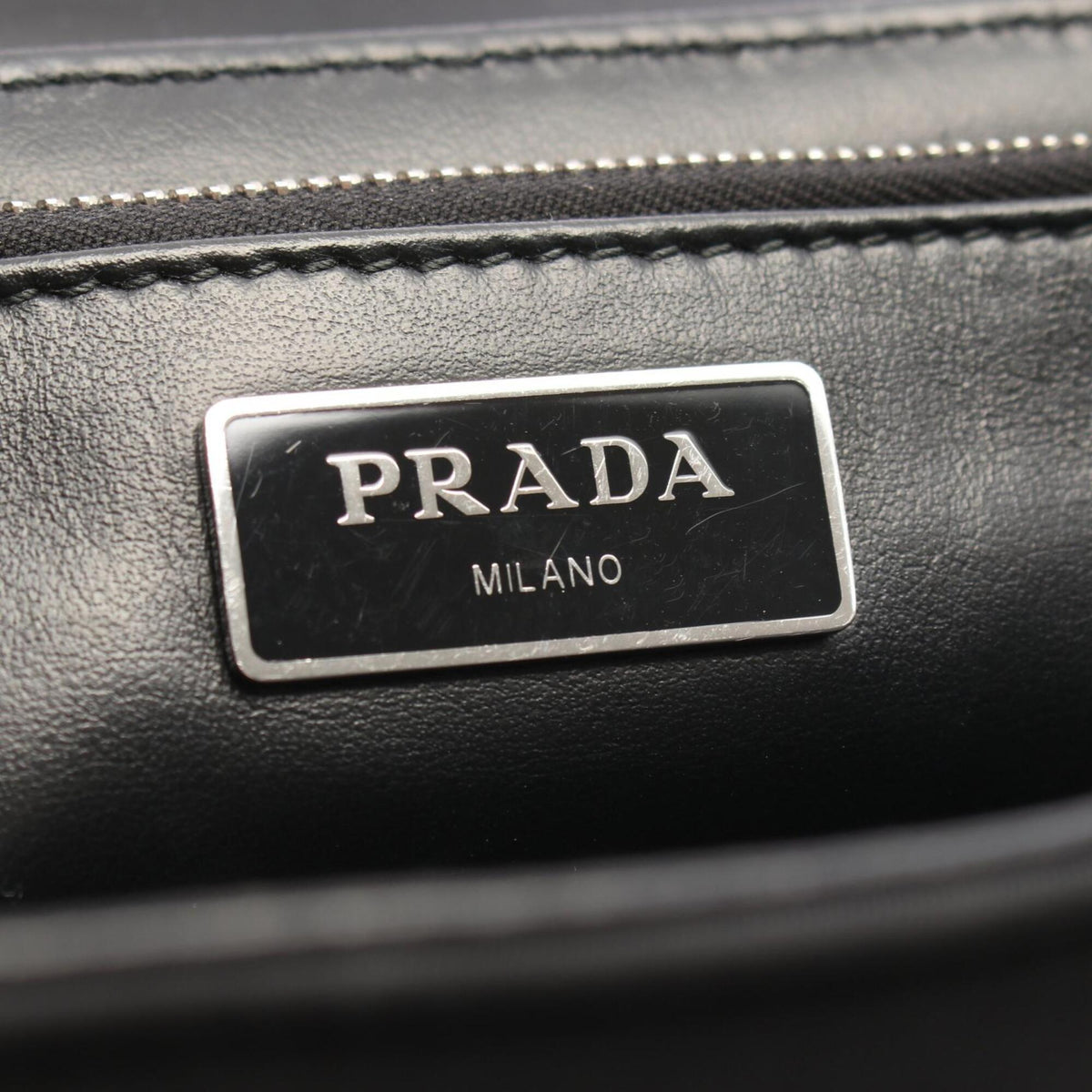 Prada Black Nylon Leather Handbag Pouch Shoulder Bag (Pre-Owned)