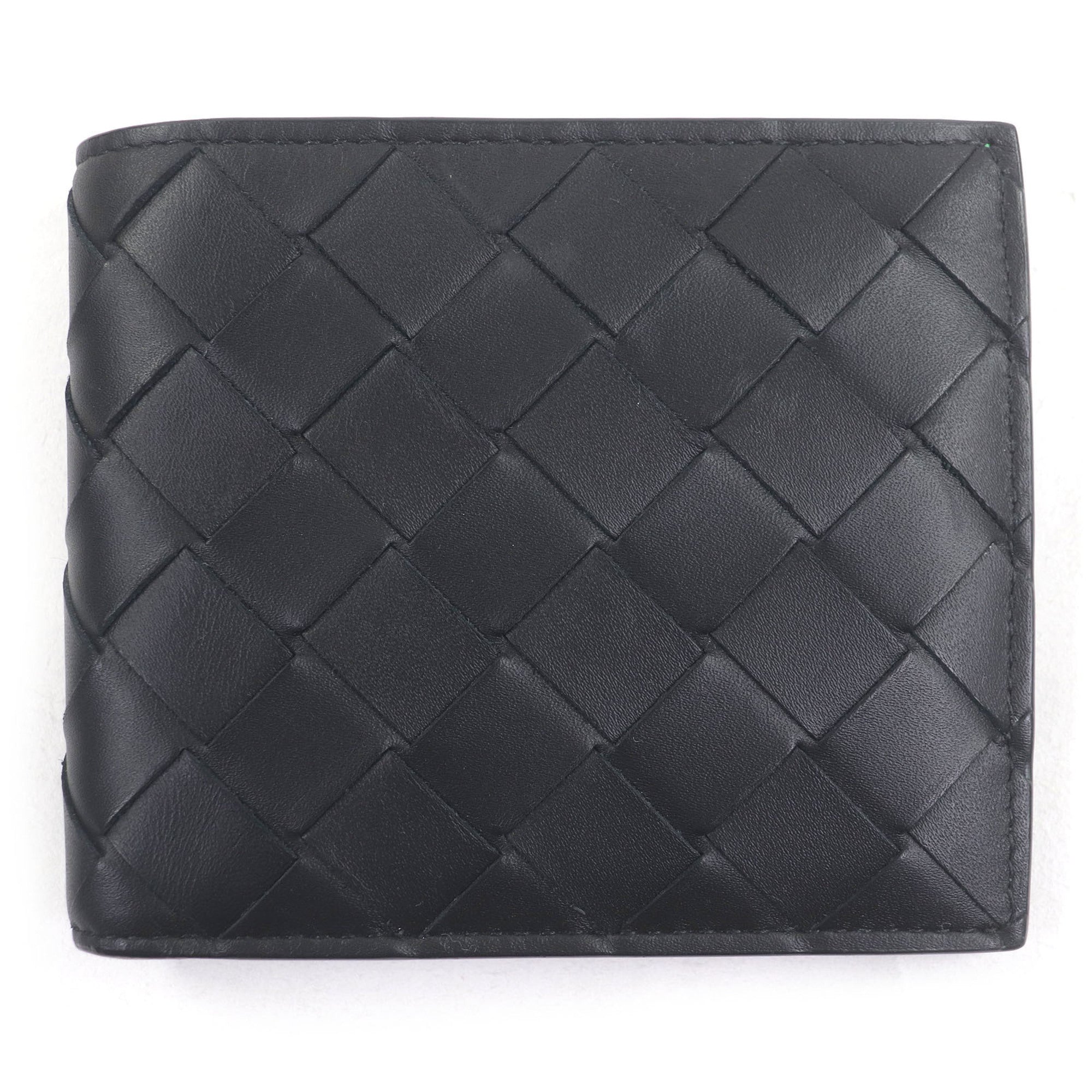 Bottega Veneta Black Green Leather Wallet (Bi-Fold) (Pre-Owned)