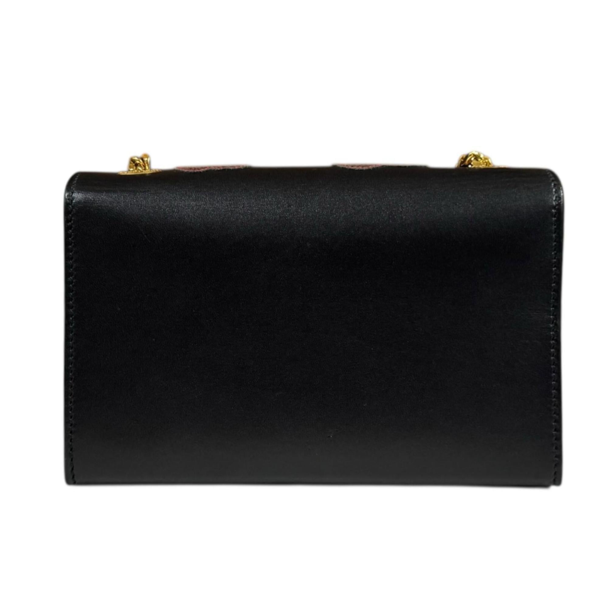 Saint Laurent Black Red Color Leather Shoulder Bag (Pre-Owned)