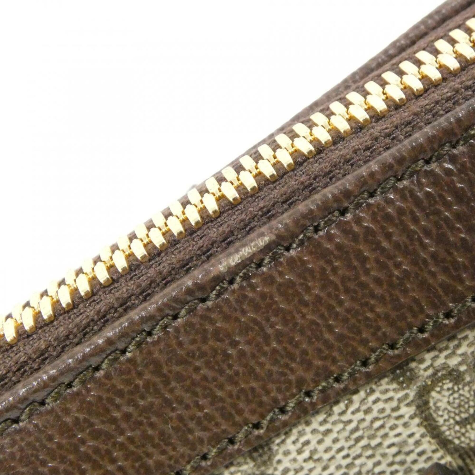 Gucci Beige Brown Gg Supreme Canvas Leather Handbag (Pre-Owned)